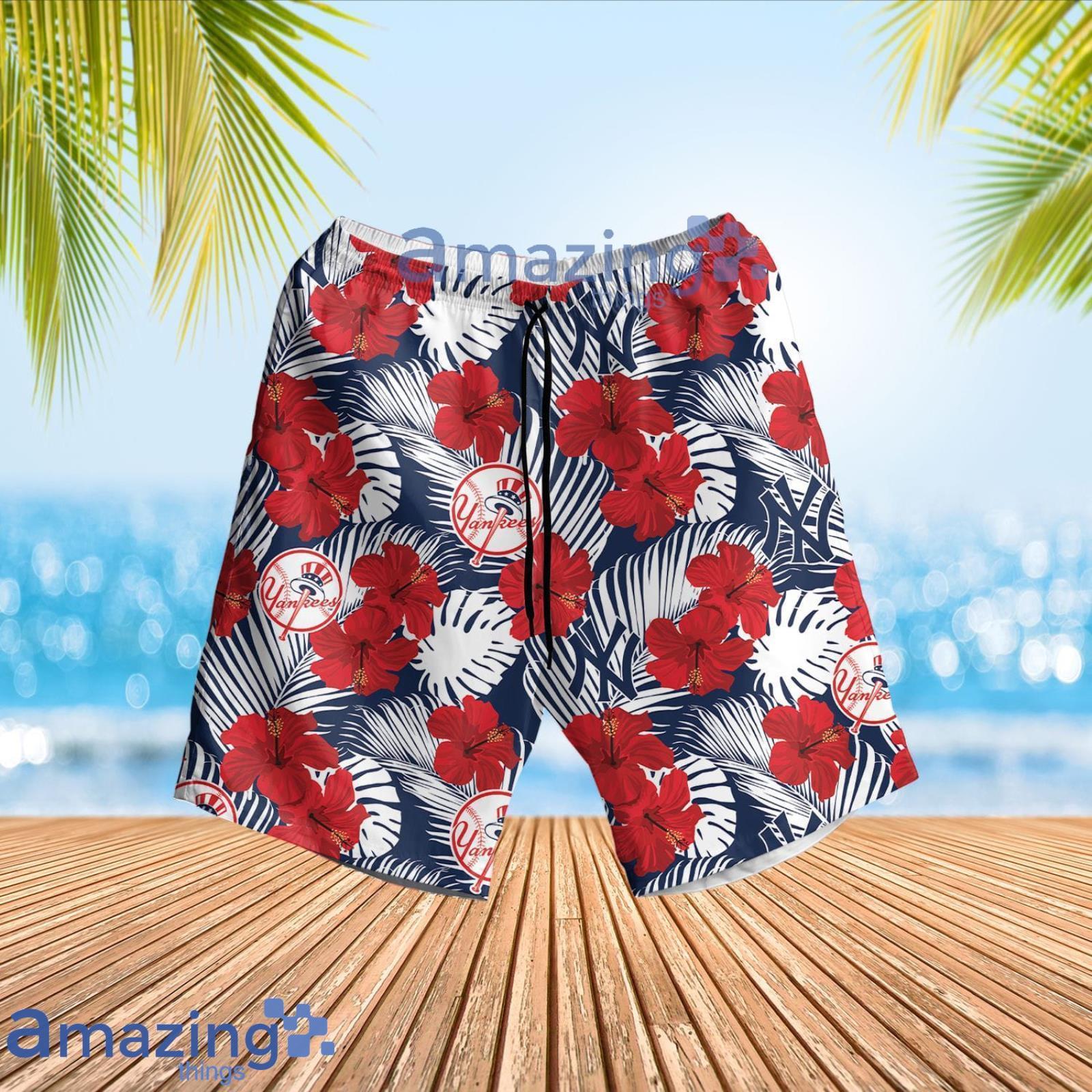 Yankees Hibiscus Summer Set Hawaiian Shirt And Shorts image Yankees Hibiscus Summer Set Hawaiian Shirt And Shorts Product Photo 3