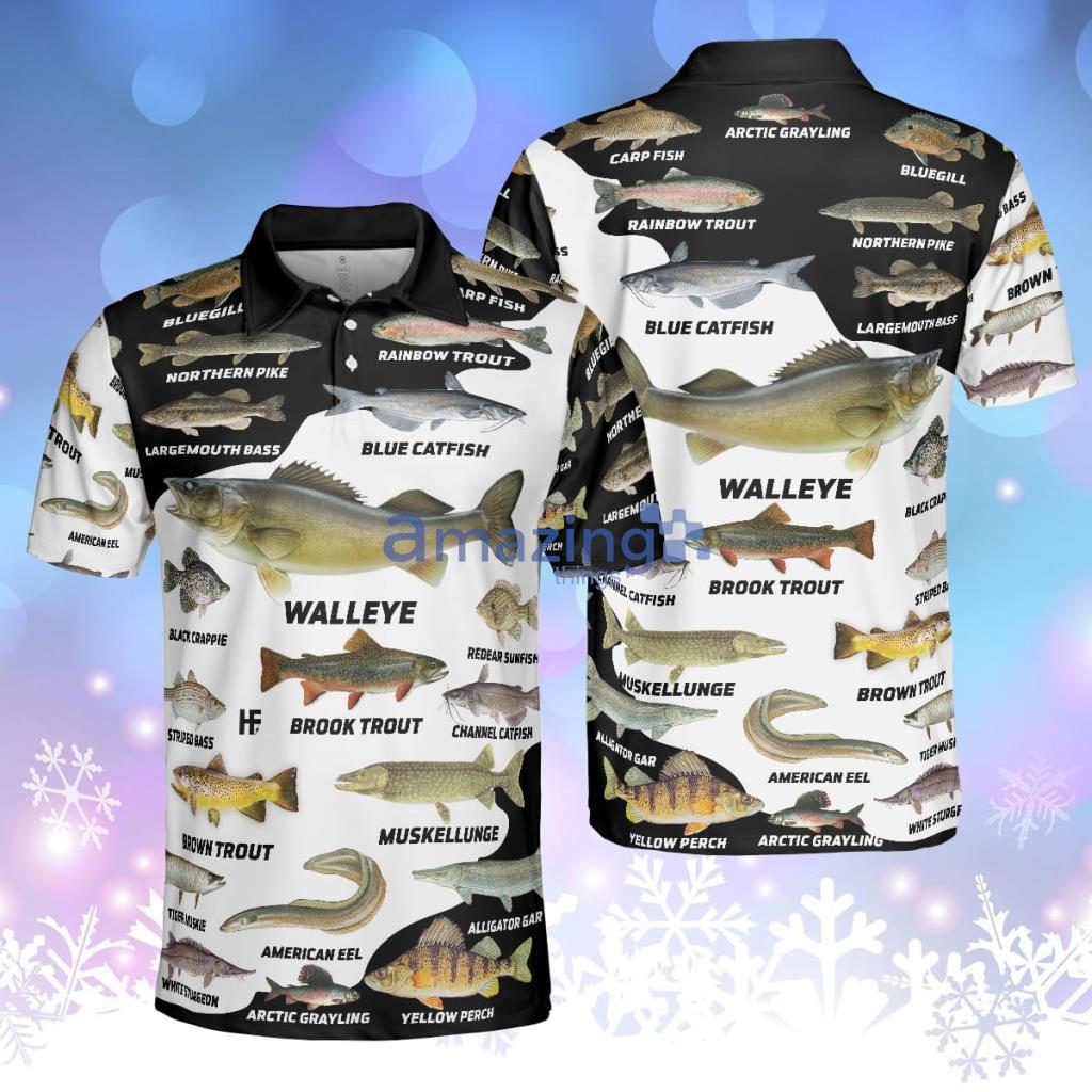 3D Freshwater Fish Types All Over Print Polo Shir - 3D Freshwater Fish Types All Over Print Polo Shir