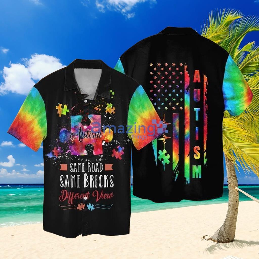 4th Of July Independence Day American Autism Same Road Same Bricks Different View Limited Edition Hawaiian Shirt - 4th Of July Independence Day American Autism Same Road Same Bricks Different View Limited Edition Hawaiian Shirt