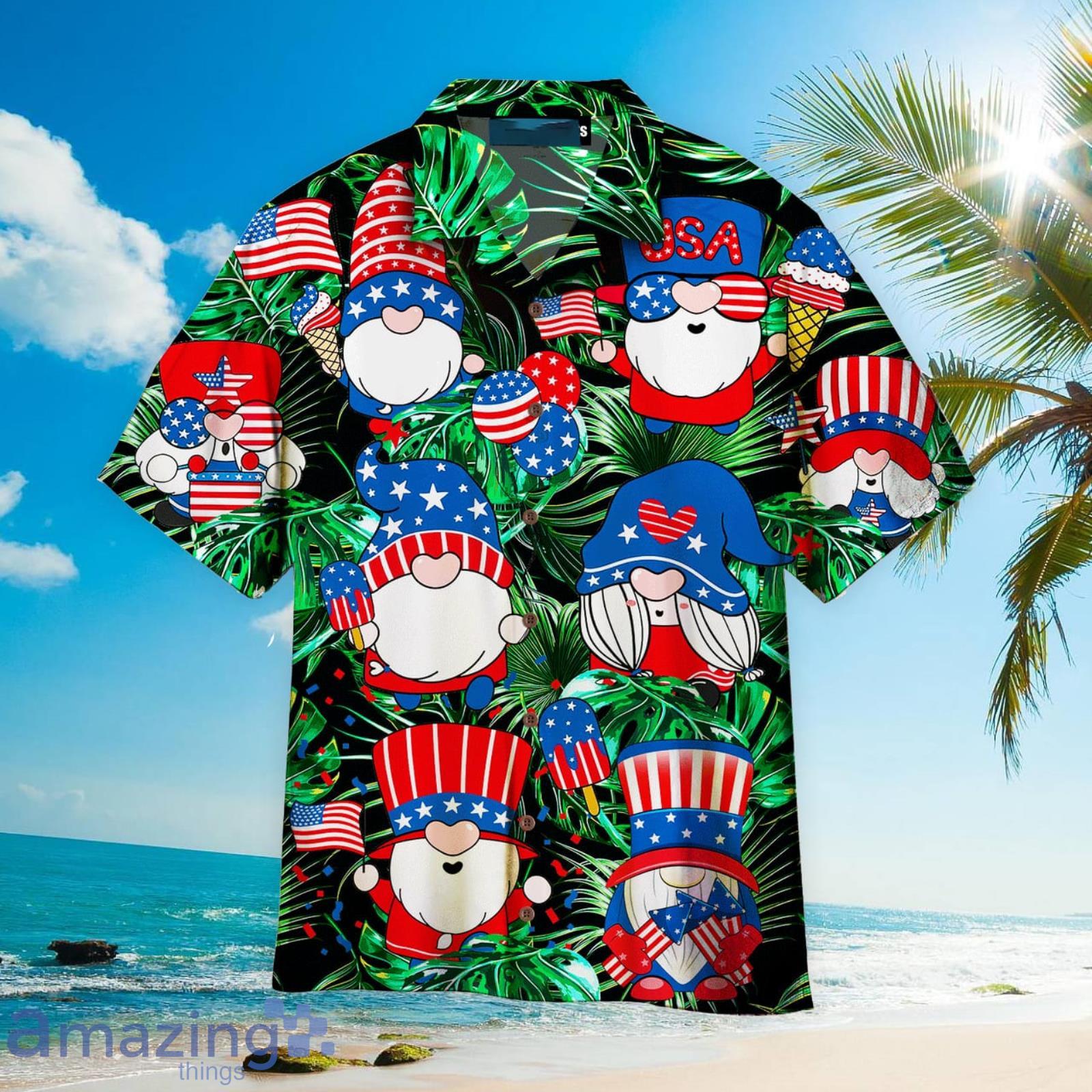 4th Of July Outfit Happy Independence Day Gnomes Dancing Patriotic Aloha Hawaiian Shirt Beach Gift Product Photo 1