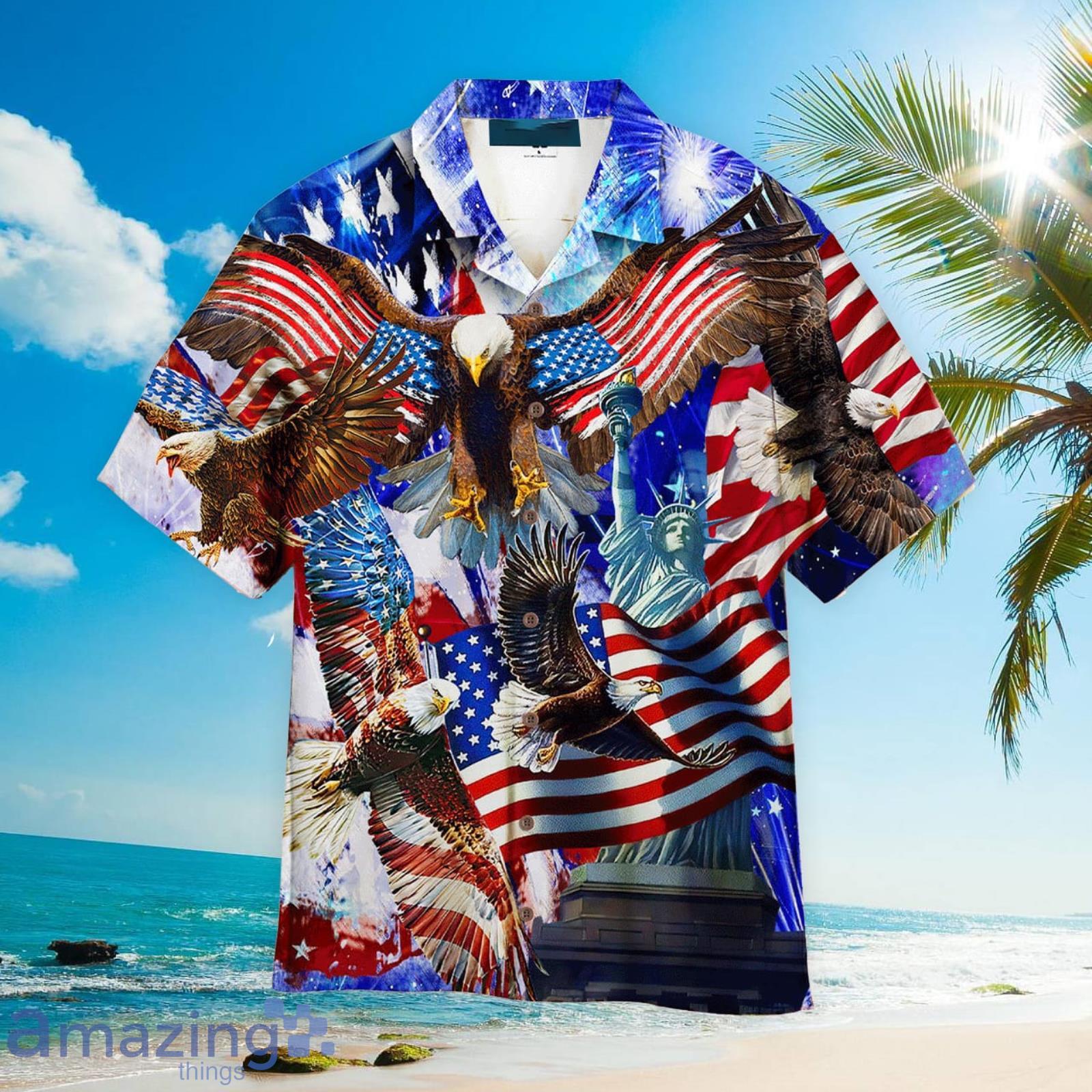 4th Of July Outfit Happy Independence Day Patriotic Aloha Hawaiian Shirt Beach Gift Product Photo 1