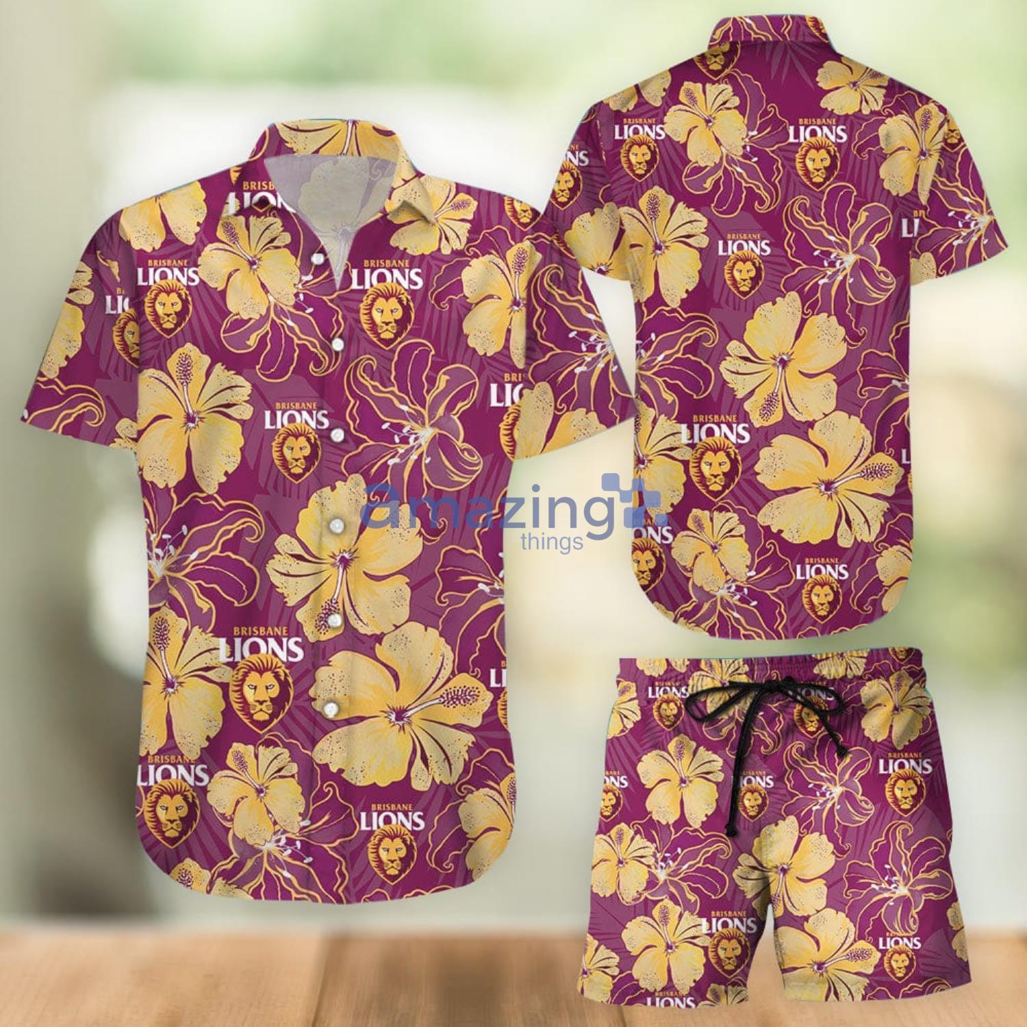 Afl Brisbane Lions ‘Floral’ Hawaiian Shirt And Shorts Gift For Summer Vacation Product Photo 1