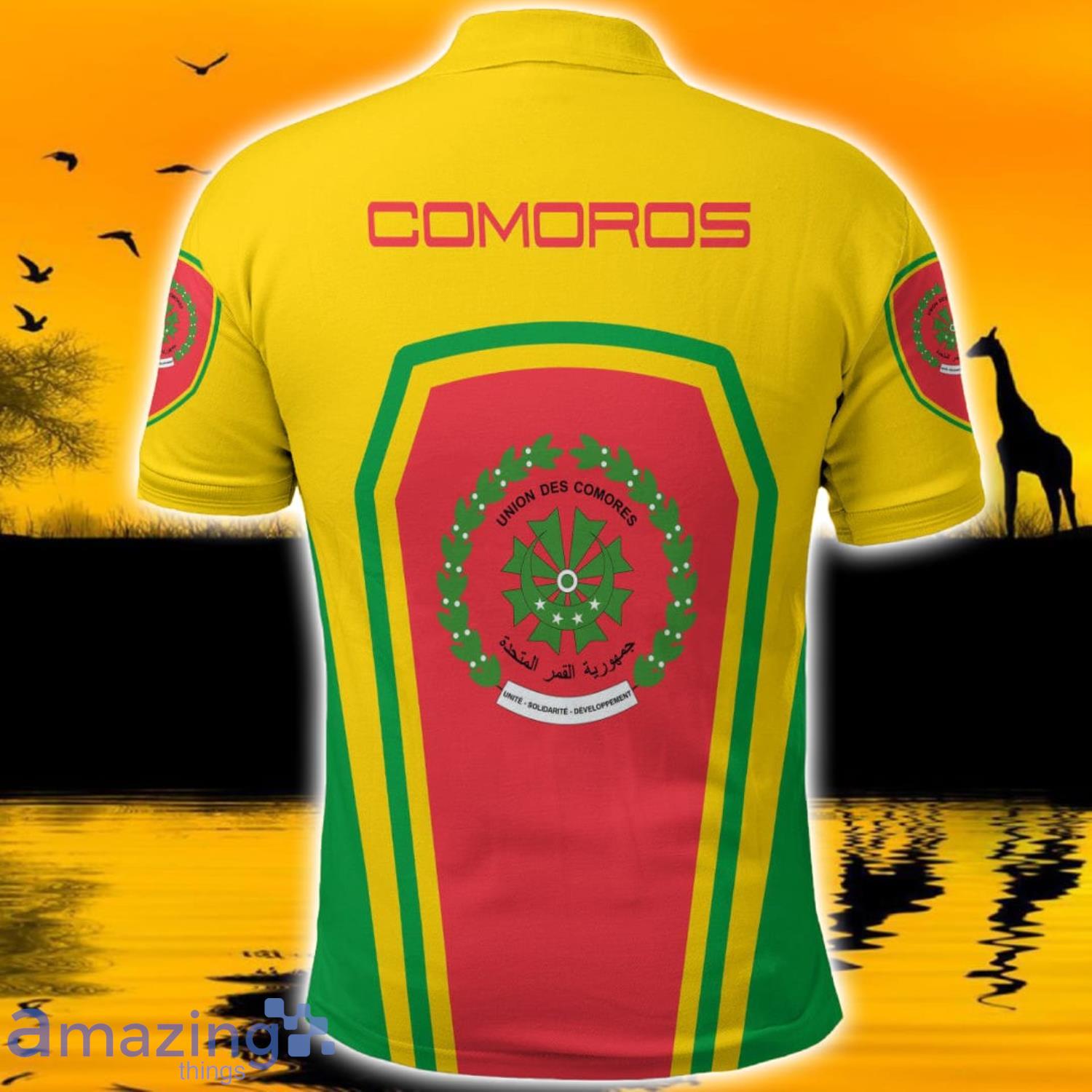 Africa Zone Design Style Comoros Formula One polo Shirt image Africa Zone Design Style Comoros Formula One polo Shirt Product Photo 2