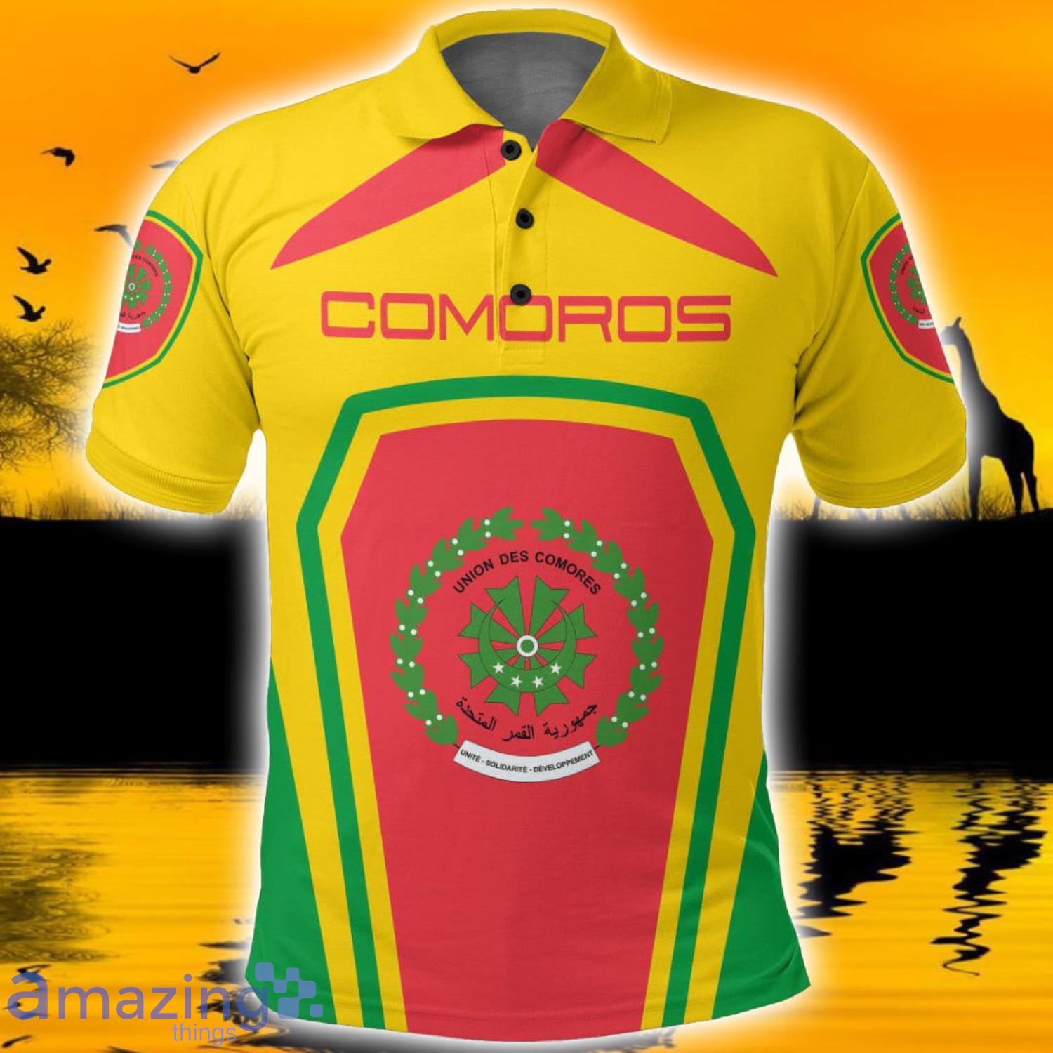 Africa Zone Design Style Comoros Formula One polo Shirt Product Photo 1 Africa Zone Design Style Comoros Formula One polo Shirt Product Photo 1