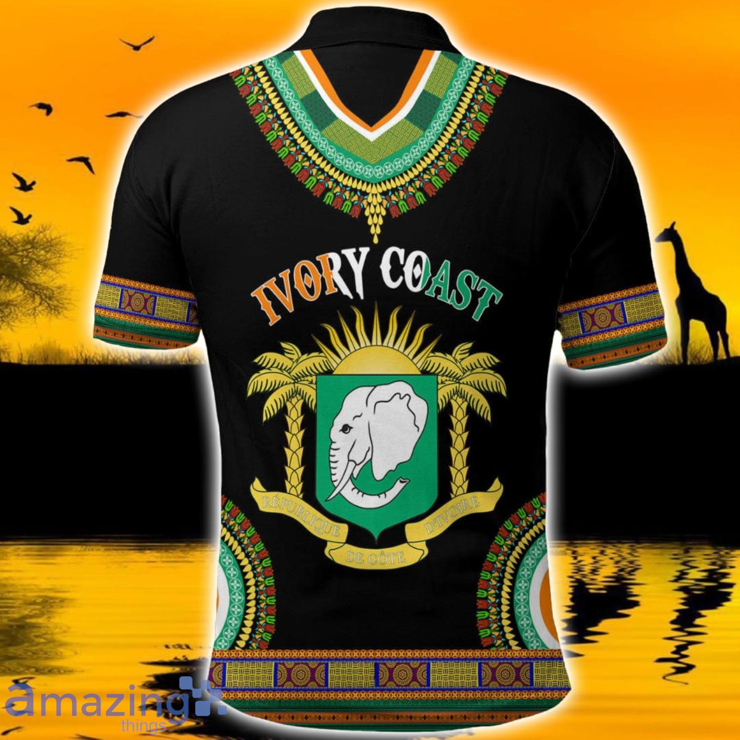 Africa Zone Design Style Ivory Coast Dashiki All Over Print Polo Shirts image Africa Zone Design Style Ivory Coast Dashiki All Over Print Polo Shirts Product Photo 3