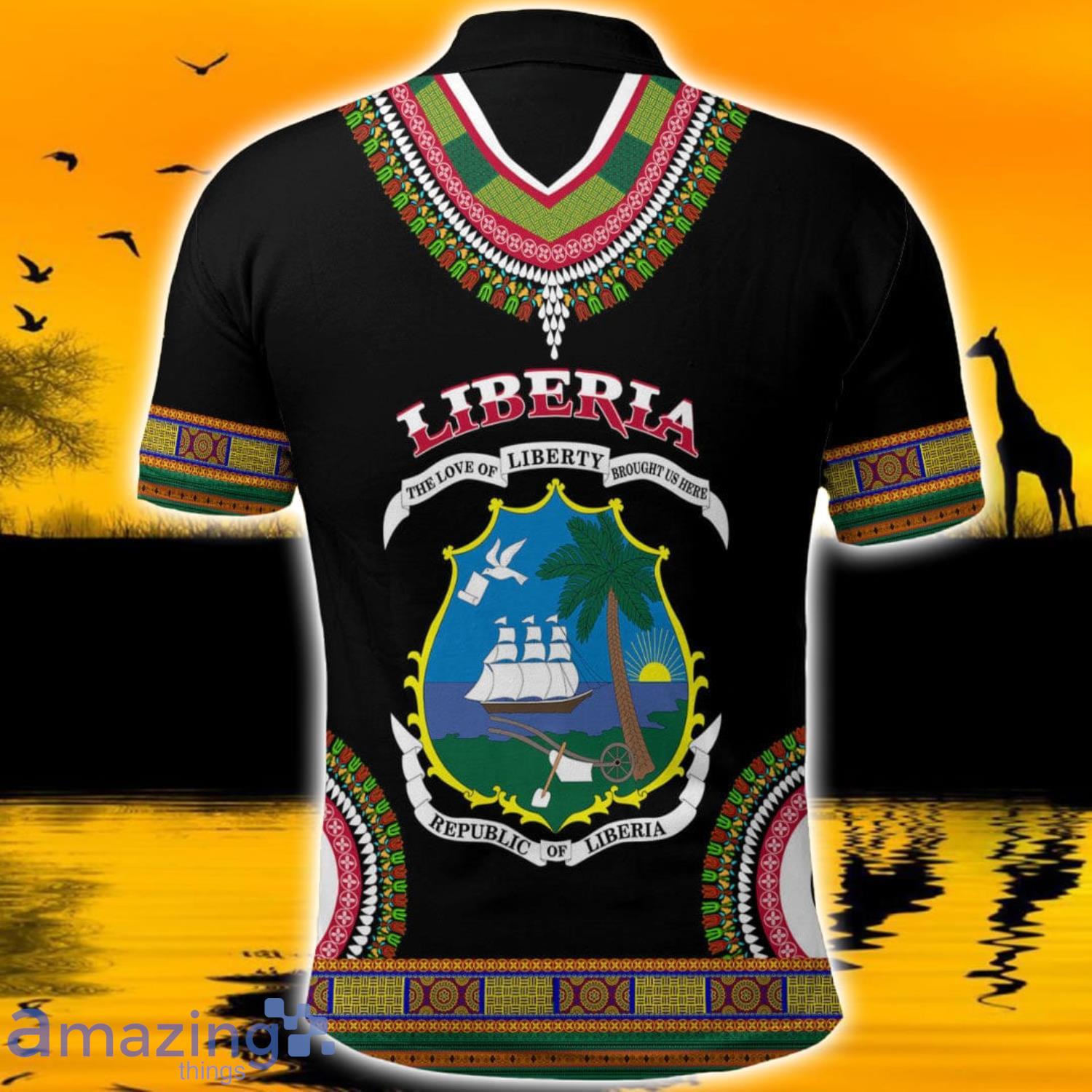 Africa Zone Design Style Liberia Dashiki All Over Print Polo Shirts image Africa Zone Design Style Liberia Dashiki All Over Print Polo Shirts Product Photo 3