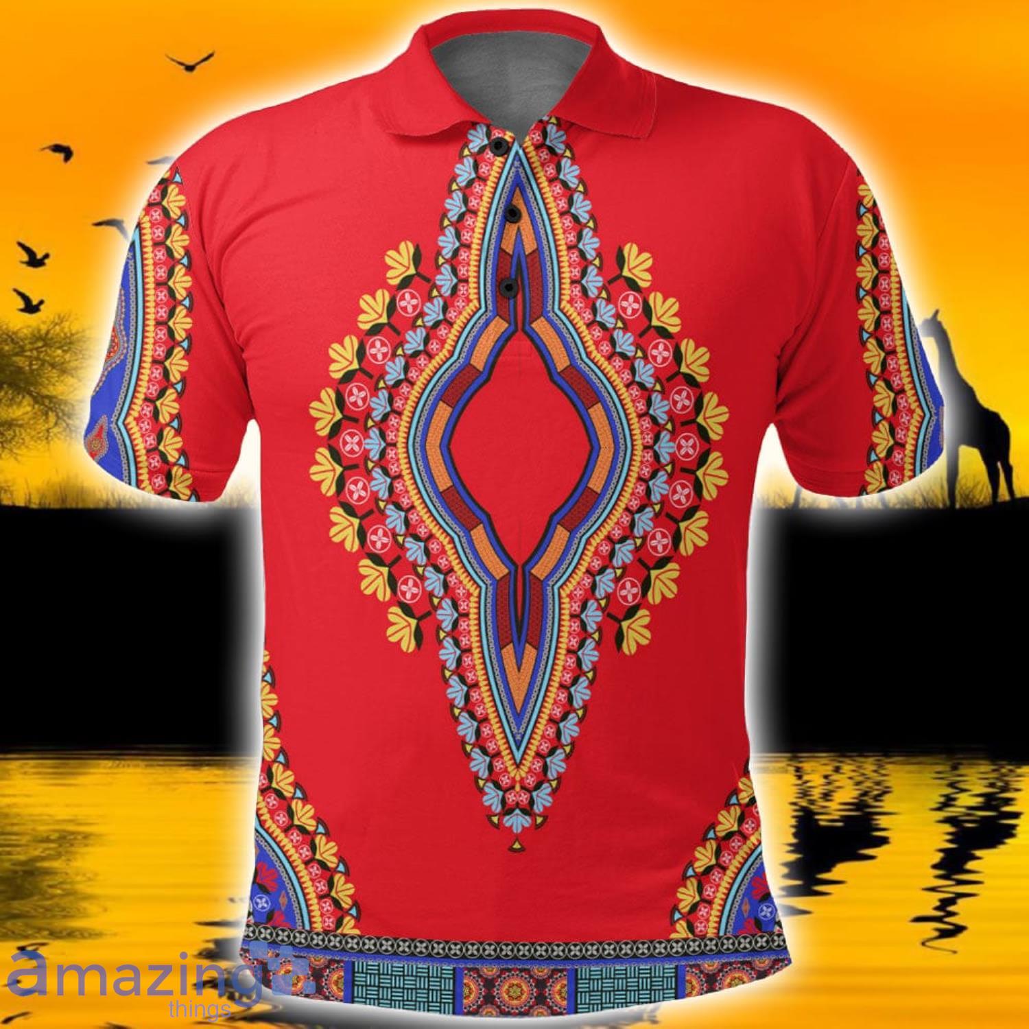 Africa Zone Design Style Neck Dashiki Africa All Over Print Polo Shirts image Africa Zone Design Style Neck Dashiki Africa All Over Print Polo Shirts Product Photo 2