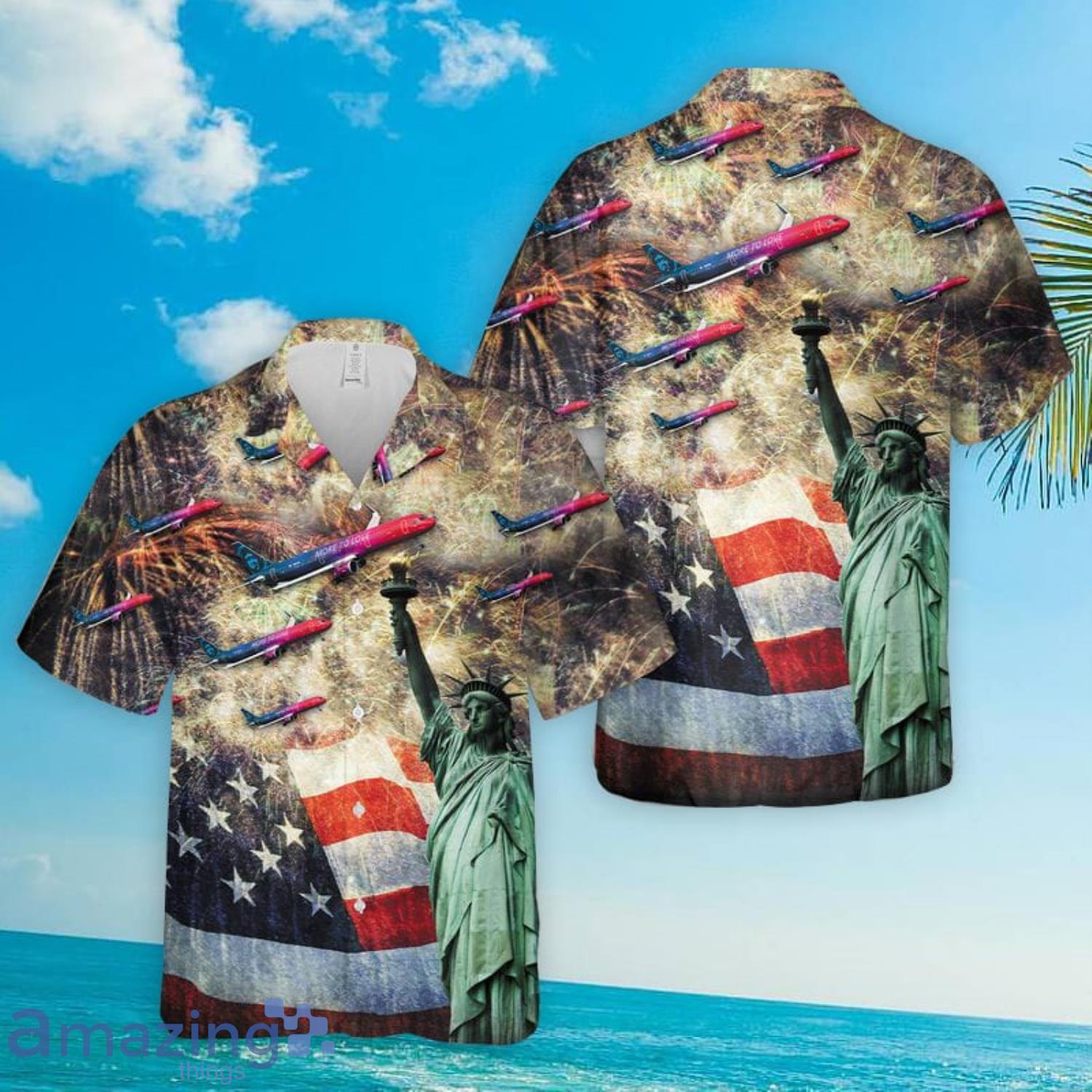 Alaska Airlines More to Love Airbus A321 Neo Aloha Summer Gift 4th Of July Hawaiian Shirt Product Photo 1