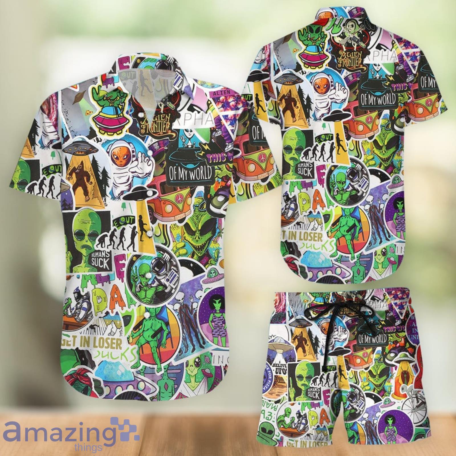 Alien Aloha Combo Hawaiian Shirt And Shorts Gift For Summer Vacation Product Photo 1
