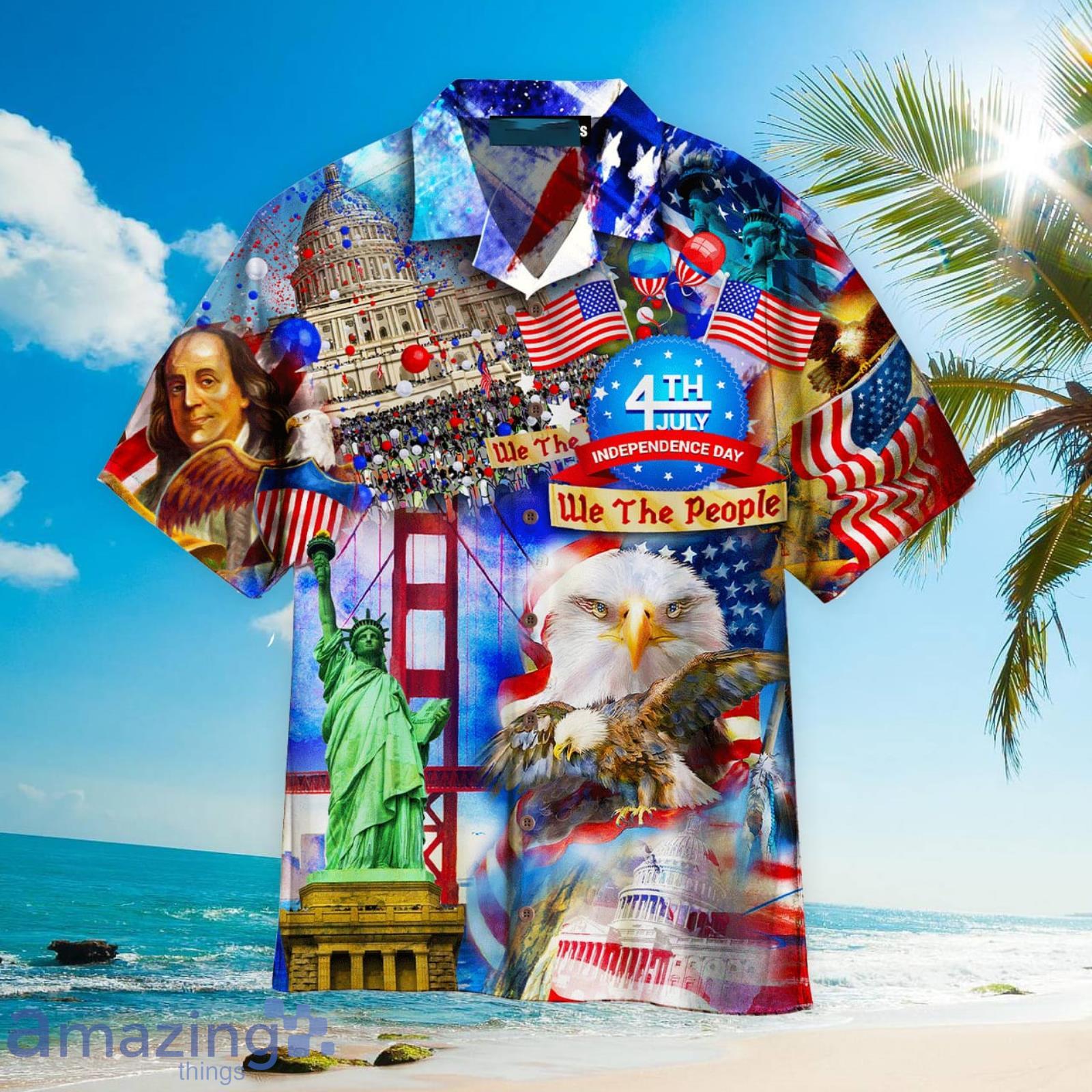 America Eagle Victory Independence Day 4th Of July Outfit Patriotic Aloha Hawaiian Shirt Beach Gift Product Photo 1