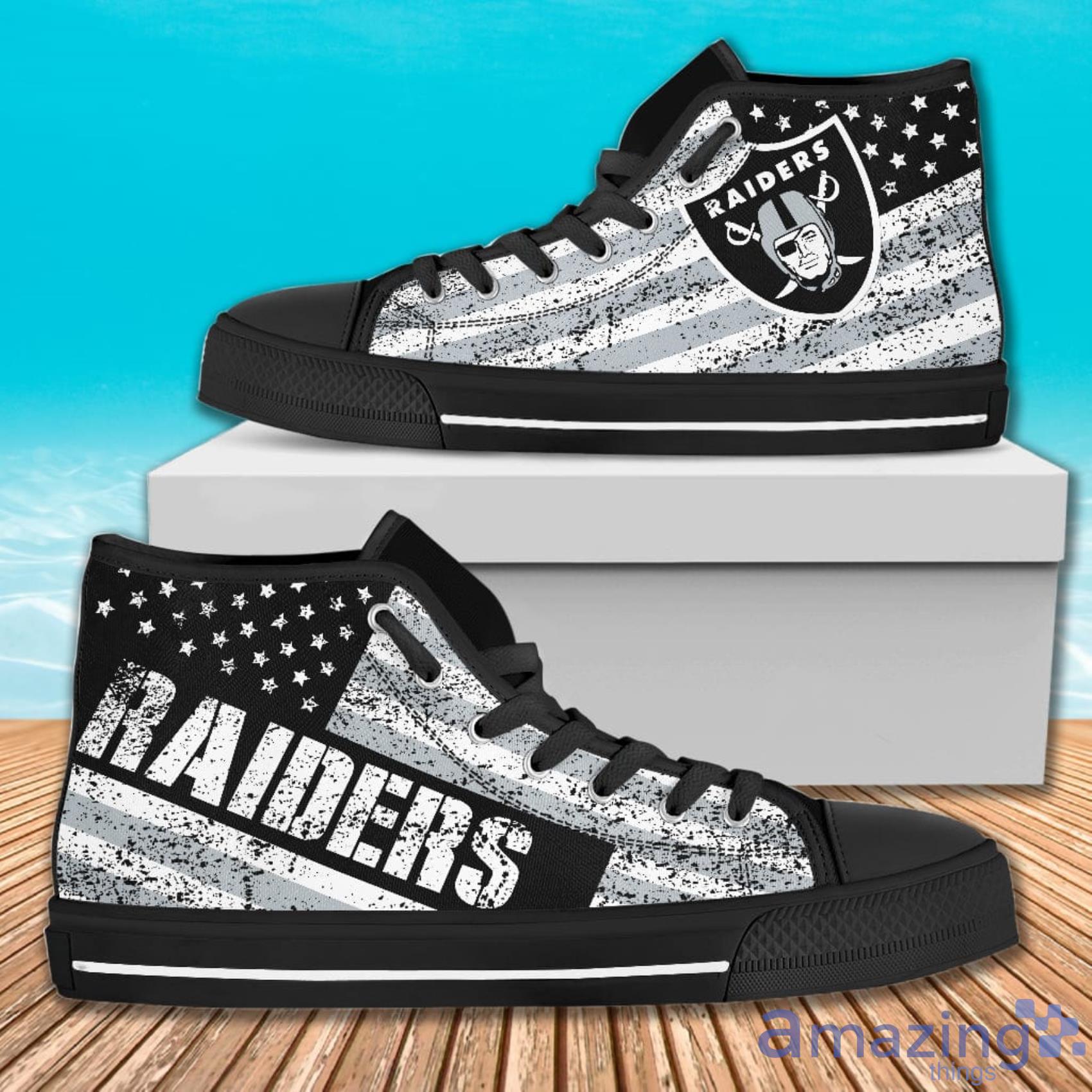 America Flag Italic Vintage Style Oakland Raiders High Top Shoes For Men And Women Product Photo 1 America Flag Italic Vintage Style Oakland Raiders High Top Shoes For Men And Women Product Photo 1