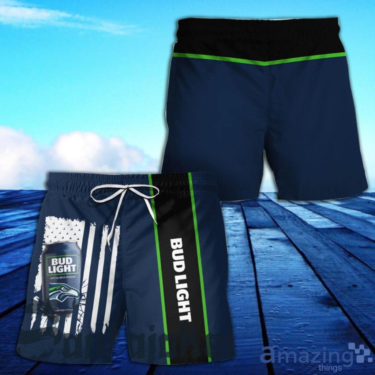 American Flag Bud Light Seahawk All Over Print Hawaiian Short Product Photo 1