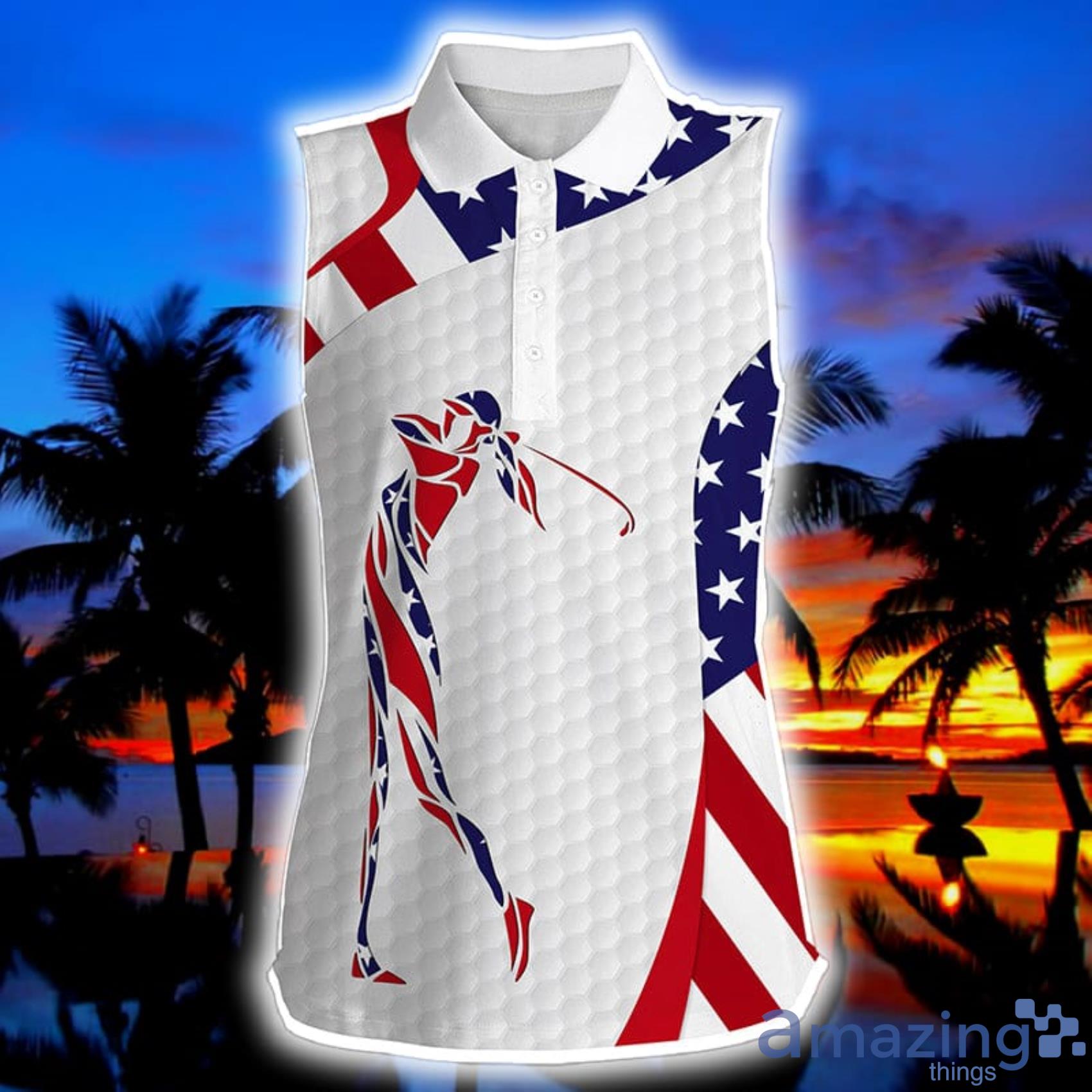 American Flag Patriot Golf White Golf Gifts For Women Womens Sleeveless Polo Shirt Product Photo 1