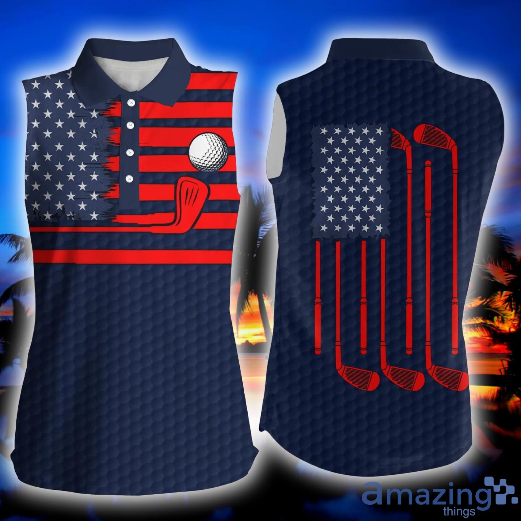 American Flag Patriotic Blue Golf Polo Shirt Unique Golf Gifts Womens Sleeveless Polo Shirt Product Photo 1 American Flag Patriotic Blue Golf Polo Shirt Unique Golf Gifts Womens Sleeveless Polo Shirt Product Photo 1