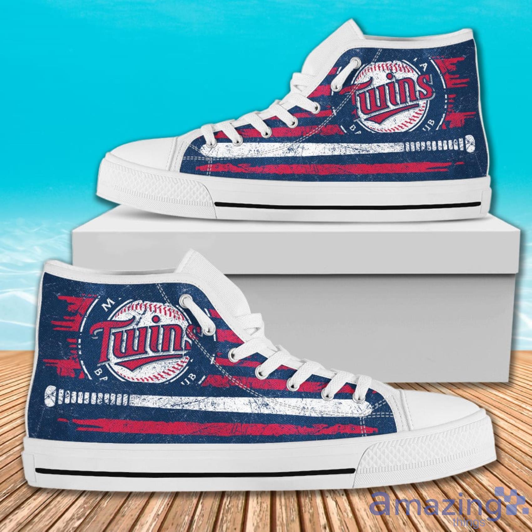 American Flag Vintage Baseball Minnesota Twins High Top Shoes For Men And Women image American Flag Vintage Baseball Minnesota Twins High Top Shoes For Men And Women Product Photo 2