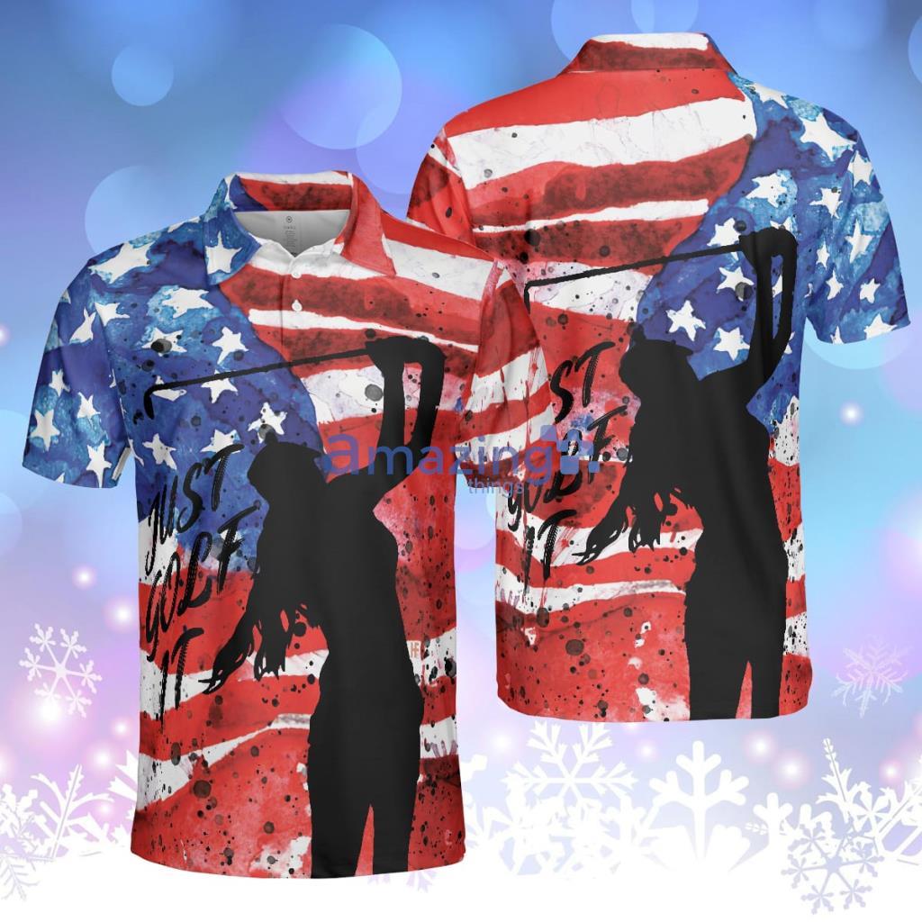 American Golfer Just Golf It V2 Short Sleeve Golf Polo Shirt - American Golfer Just Golf It V2 Short Sleeve Golf Polo Shirt