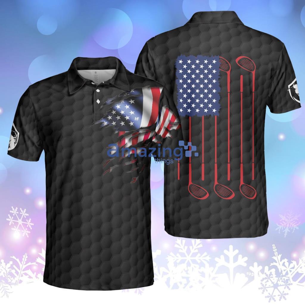 American Men Golfer Black Version Golf Polo Shirt - American Men Golfer Black Version Golf Polo Shirt