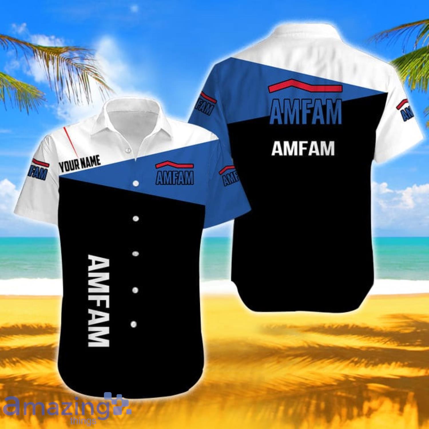 Amfam Short Sleeve Custom Name Hawaiian Shirt For Men And Women Product Photo 1