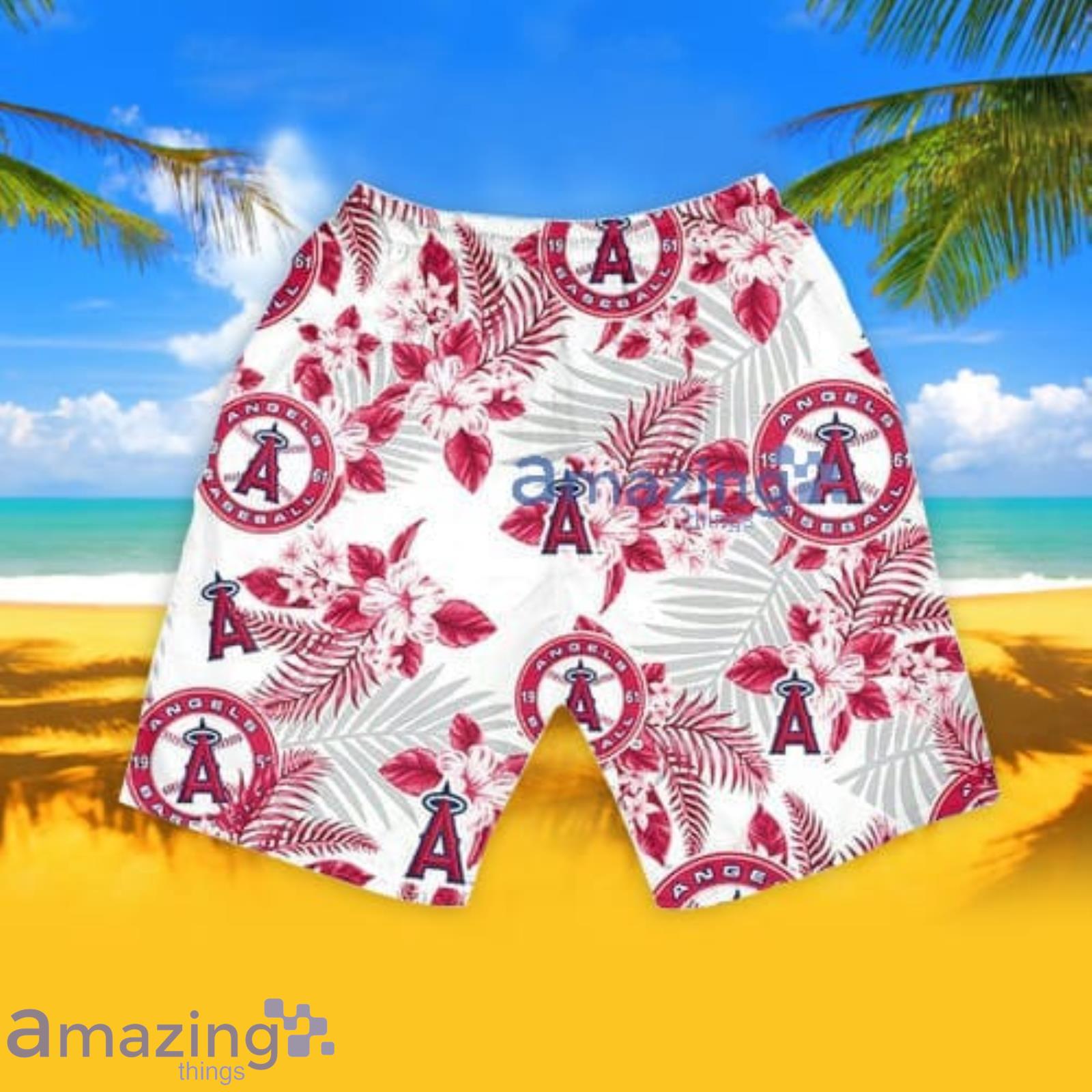 Anaheim Angels Flowers Pattern Hawaiian Shirt And Shorts Summer Gift For  Angels Fans