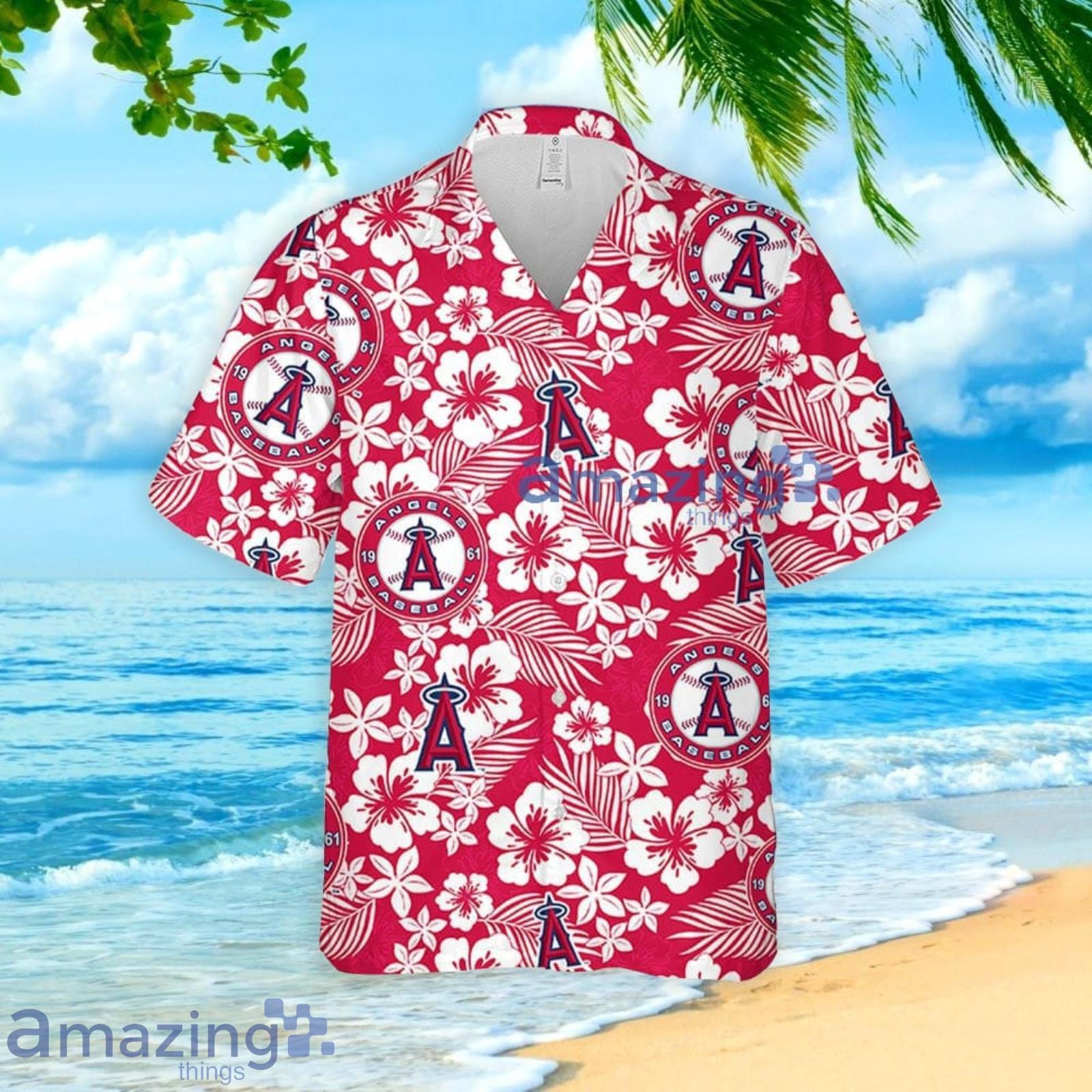 Anaheim Angels Hibiscus Flower Pattern Hawaiian Shirt And Shorts Summer  Gift For Angels Fans