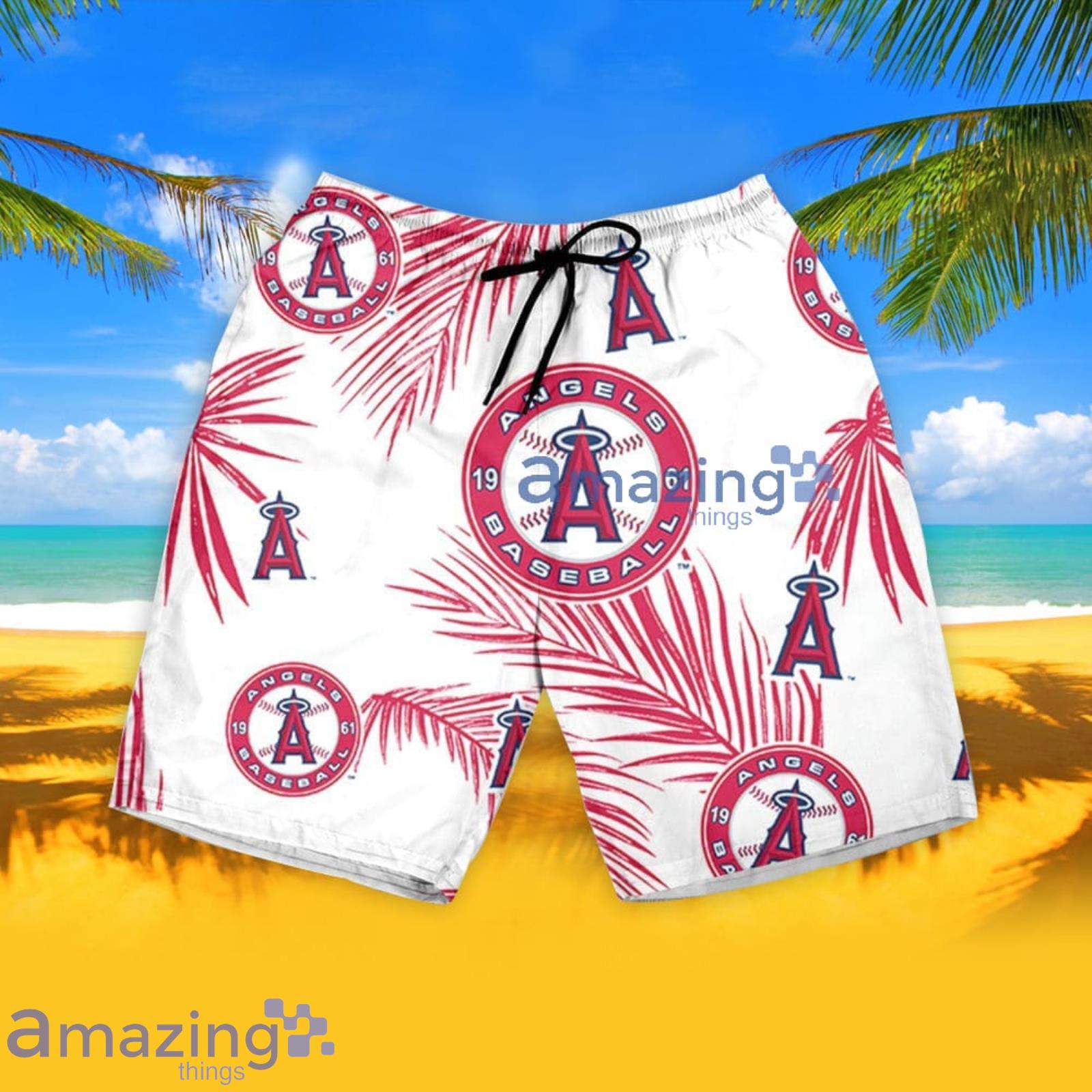 Anaheim Angels Palm Leaves Pattern 3D All Over Print Hawaiian Shirt Gift  For Angels Fans - Freedomdesign