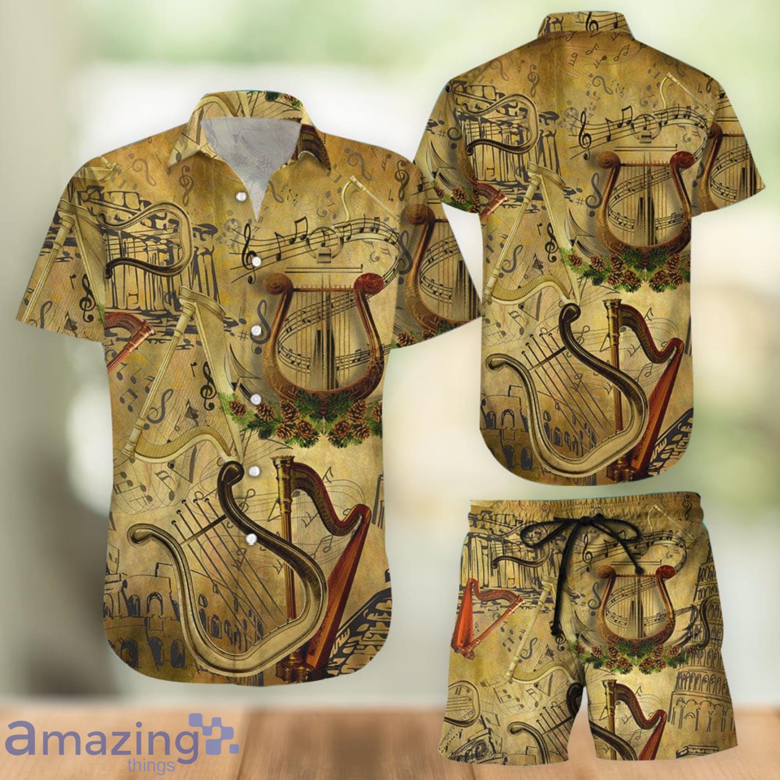Ancient Harp Aloha Combo Hawaiian Shirt And Shorts Gift For Summer Vacation Product Photo 1