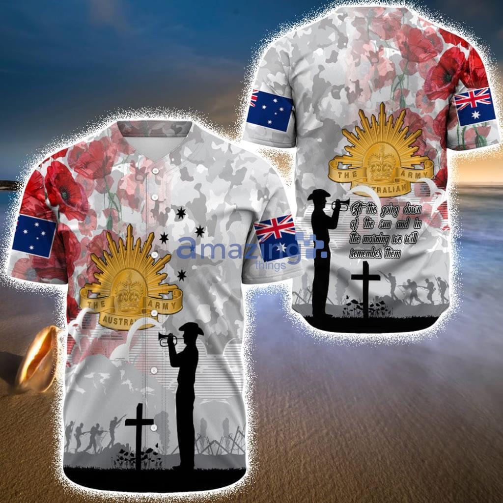 Anzac Day Lest We Forget Camouflage & Poppy Baseball Jersey Shirt - Anzac Day Lest We Forget Camouflage & Poppy Baseball Jersey Shirt