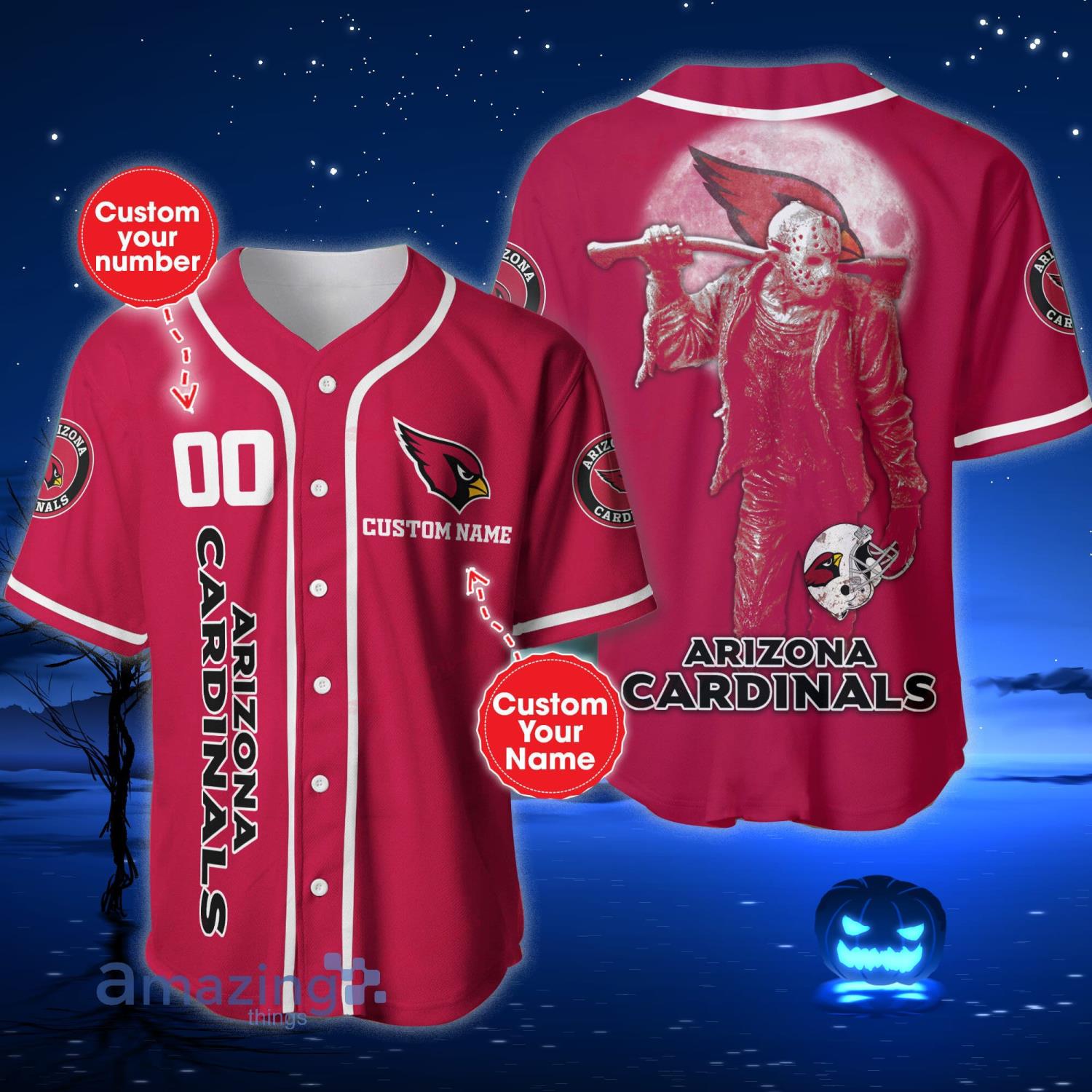 Personalized Arizona Cardinals NFL Custom Name Baseball Jersey - T