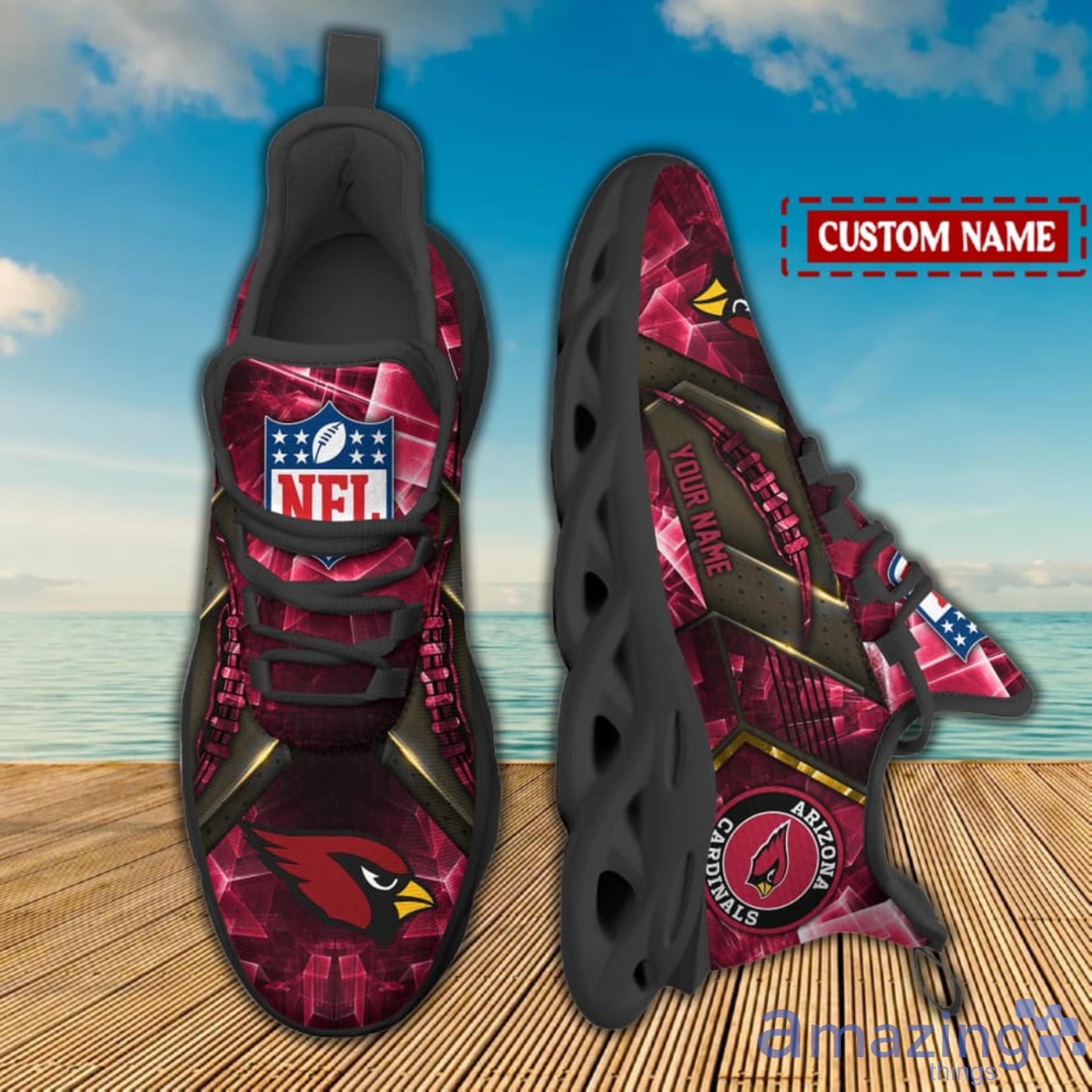 Arizona Cardinals NFL Light Abstract Pattern Custom Name Max Soul Shoes For Men And Women Product Photo 1