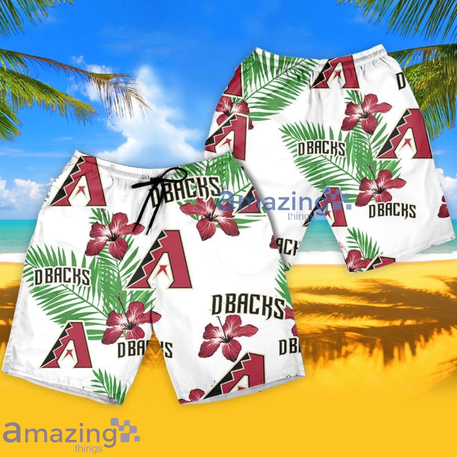 Arizona Diamondbacks Hibiscus Flower Pattern Hawaiian Shirt And Shorts Summer Gift For Diamondbacks Fans image Arizona Diamondbacks Hibiscus Flower Pattern Hawaiian Shirt And Shorts Summer Gift For Diamondbacks Fans Product Photo 4