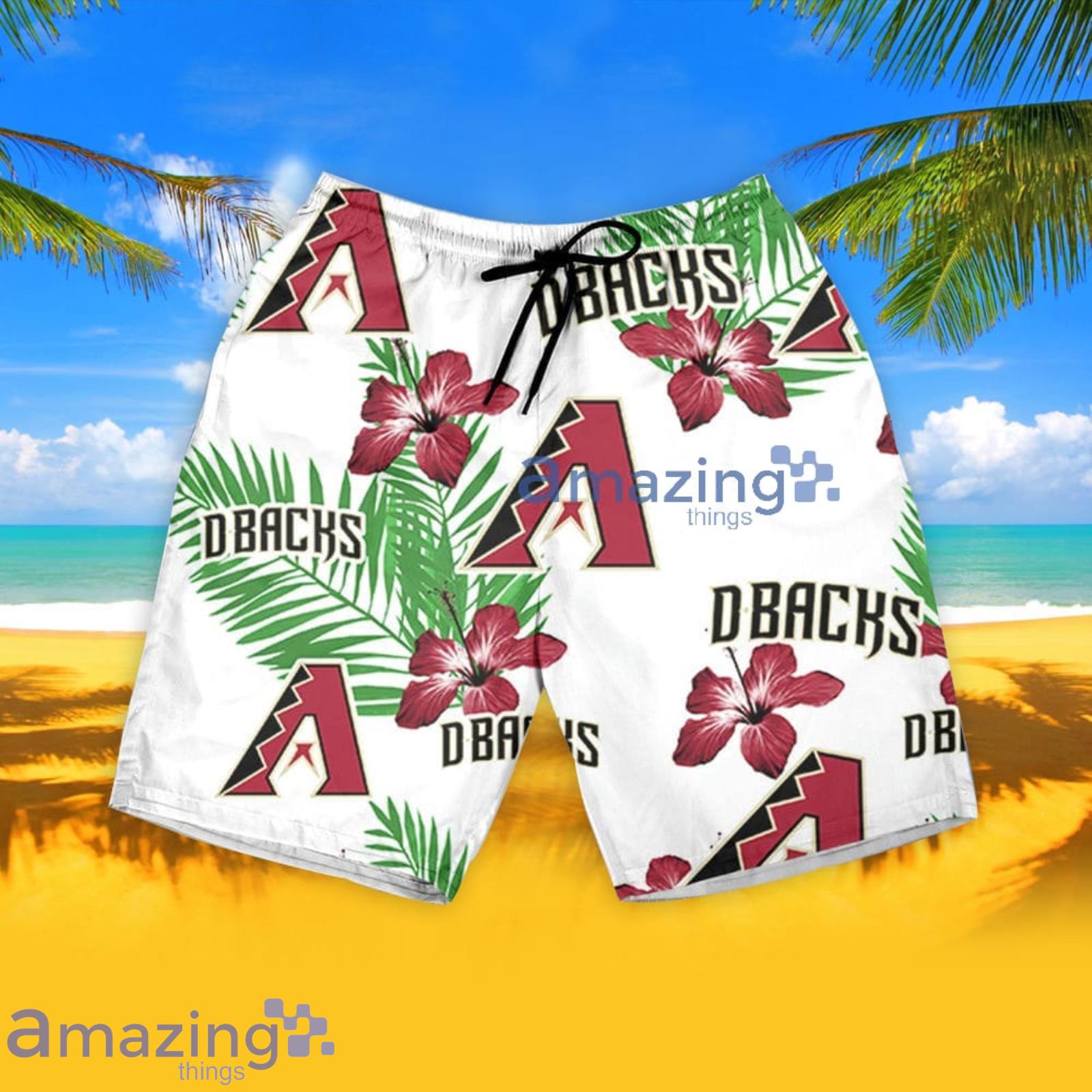 Arizona Diamondbacks Hibiscus Flower Pattern Hawaiian Shirt And Shorts Summer Gift For Diamondbacks Fans image Arizona Diamondbacks Hibiscus Flower Pattern Hawaiian Shirt And Shorts Summer Gift For Diamondbacks Fans Product Photo 5