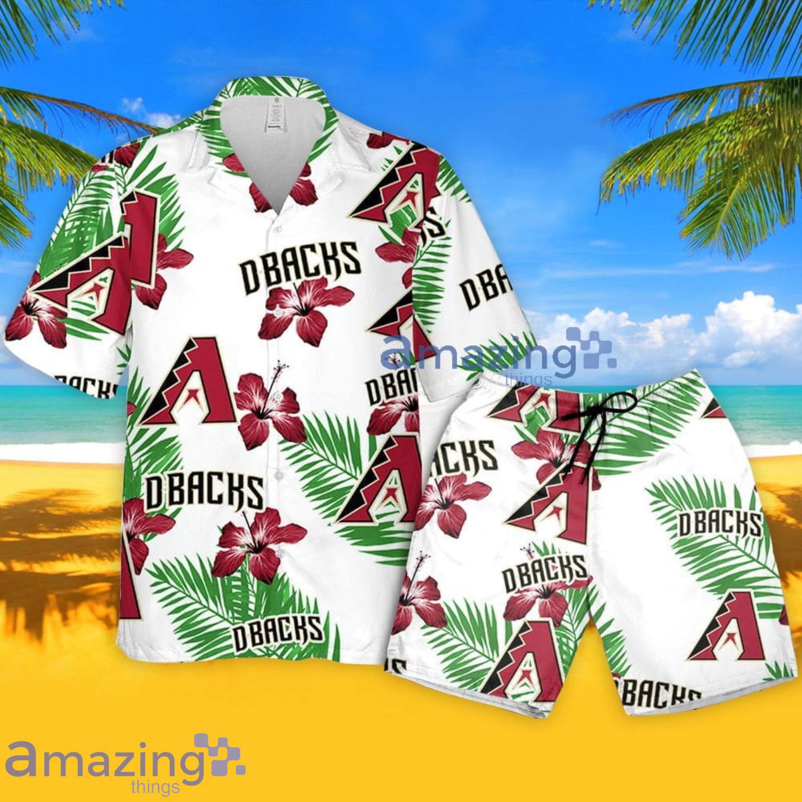 Arizona Diamondbacks Hibiscus Flower Pattern Hawaiian Shirt And Shorts Summer Gift For Diamondbacks Fans Product Photo 1 Arizona Diamondbacks Hibiscus Flower Pattern Hawaiian Shirt And Shorts Summer Gift For Diamondbacks Fans Product Photo 1