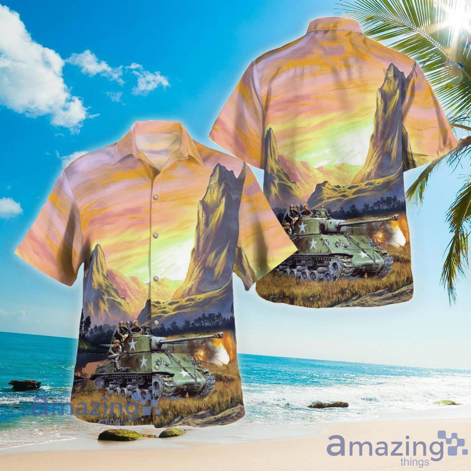 Army M4A3 Sherman Aloha Short Sleeve Hawaiian Shirt Summer Gift Product Photo 1