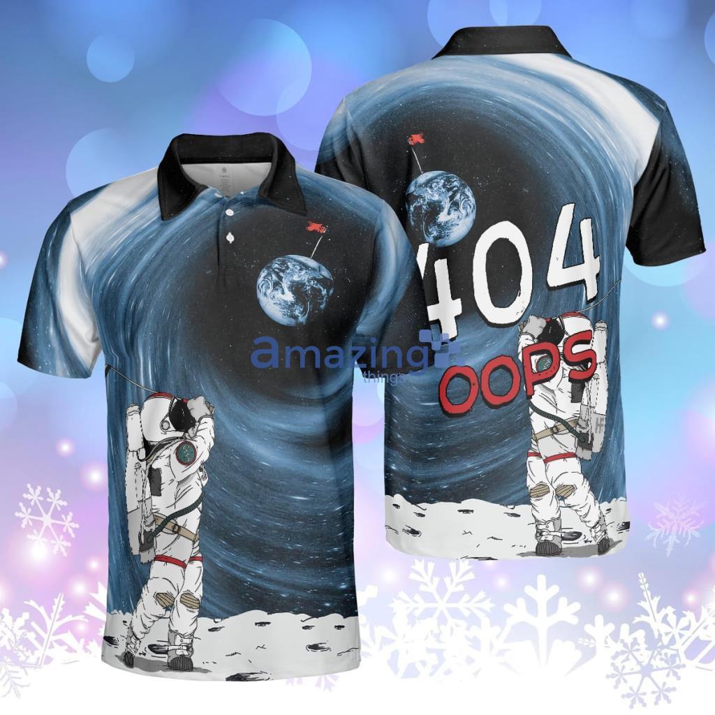 Astronaut Golfing Outer Space Black Golf Polo Shirt - Astronaut Golfing Outer Space Black Golf Polo Shirt