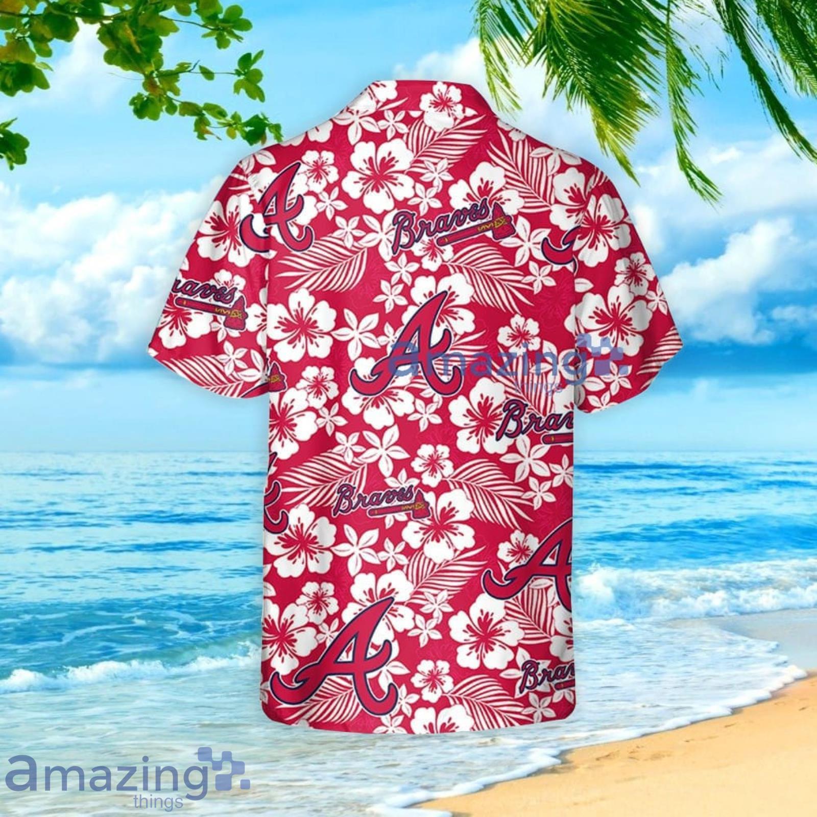 Atlanta Braves Hibiscus Seamless Pattern Hawaiian Shirt And Shorts Summer Gift For Braves Fans image Atlanta Braves Hibiscus Seamless Pattern Hawaiian Shirt And Shorts Summer Gift For Braves Fans Product Photo 3