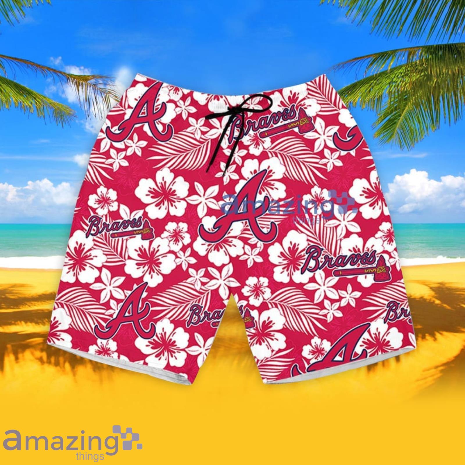 Atlanta Braves Hibiscus Seamless Pattern Hawaiian Shirt And Shorts Summer Gift For Braves Fans image Atlanta Braves Hibiscus Seamless Pattern Hawaiian Shirt And Shorts Summer Gift For Braves Fans Product Photo 5