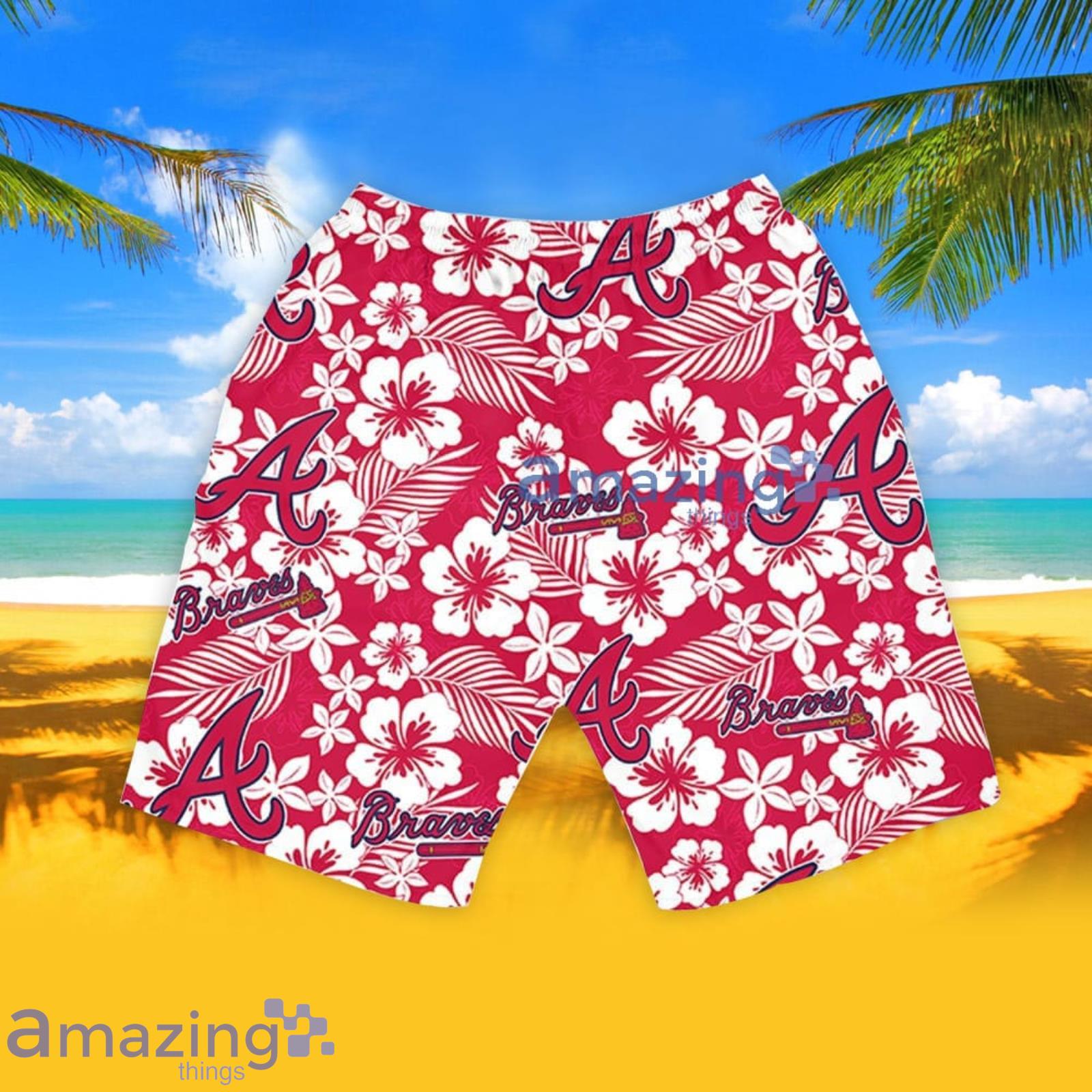 Atlanta Braves Hibiscus Seamless Pattern Hawaiian Shirt And Shorts Summer Gift For Braves Fans image Atlanta Braves Hibiscus Seamless Pattern Hawaiian Shirt And Shorts Summer Gift For Braves Fans Product Photo 6