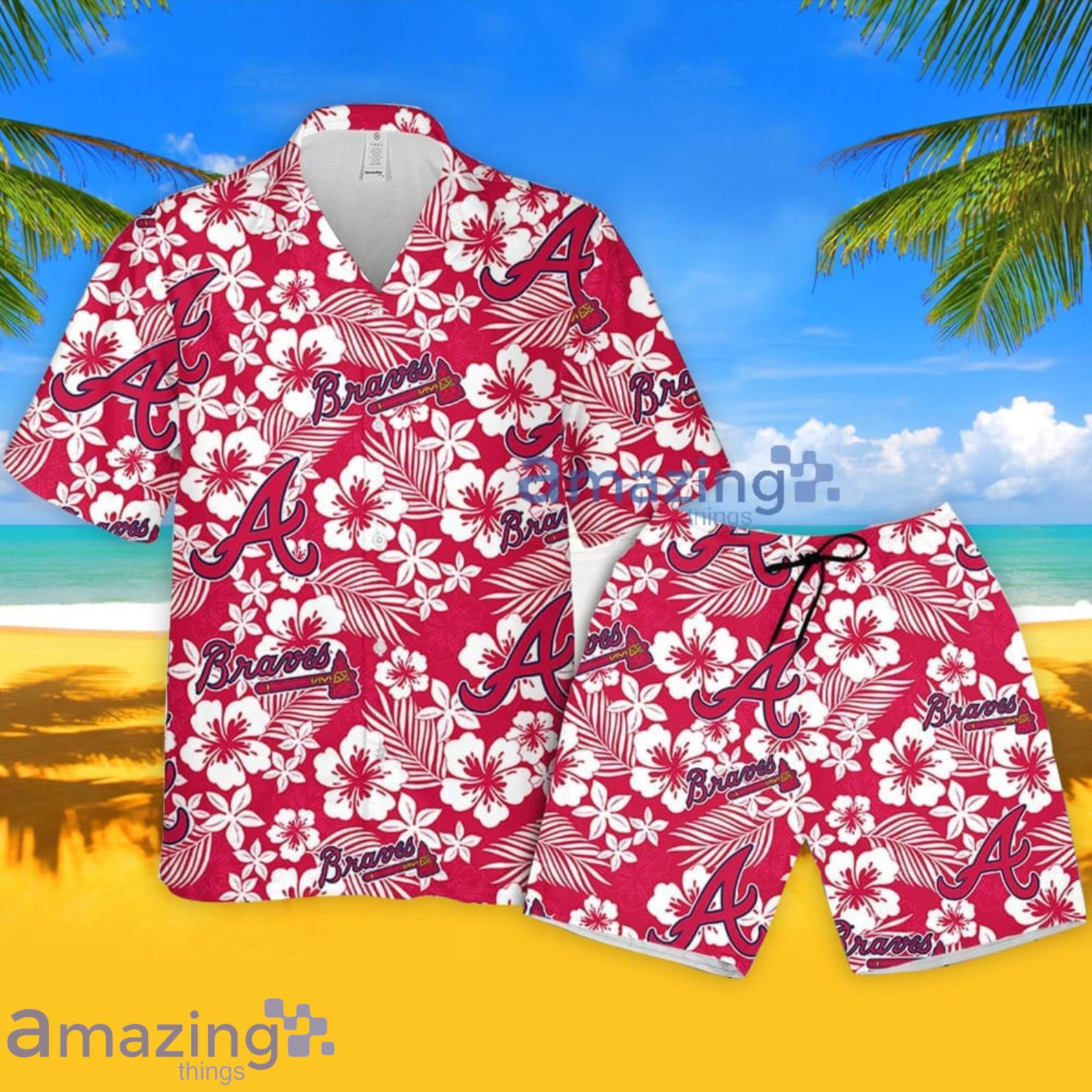 Atlanta Braves Hawaiian Shirt Hibiscus Seamless Pattern, Vacation