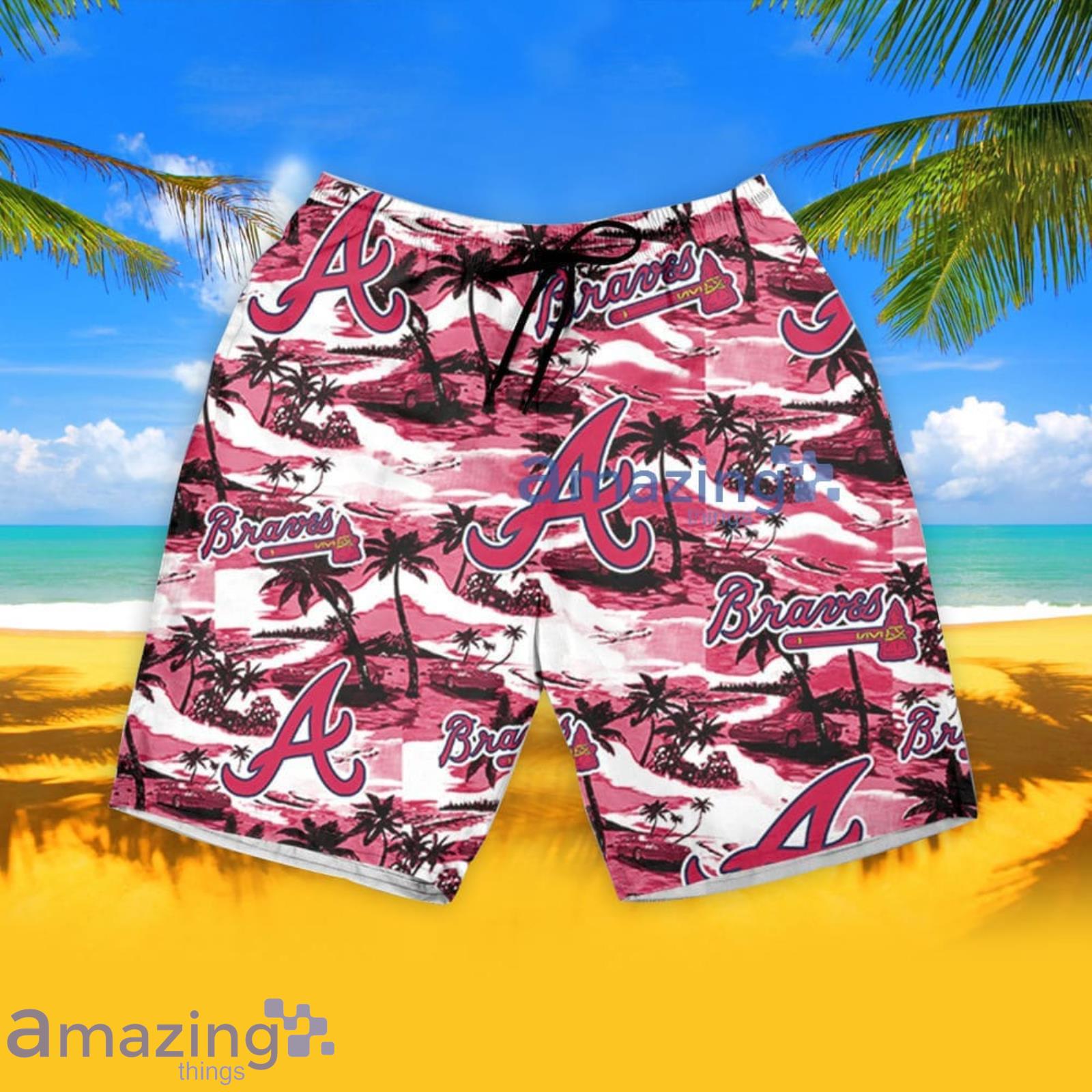 Atlanta Braves Floral Casual Hawaiian Shorts Gift For Fans