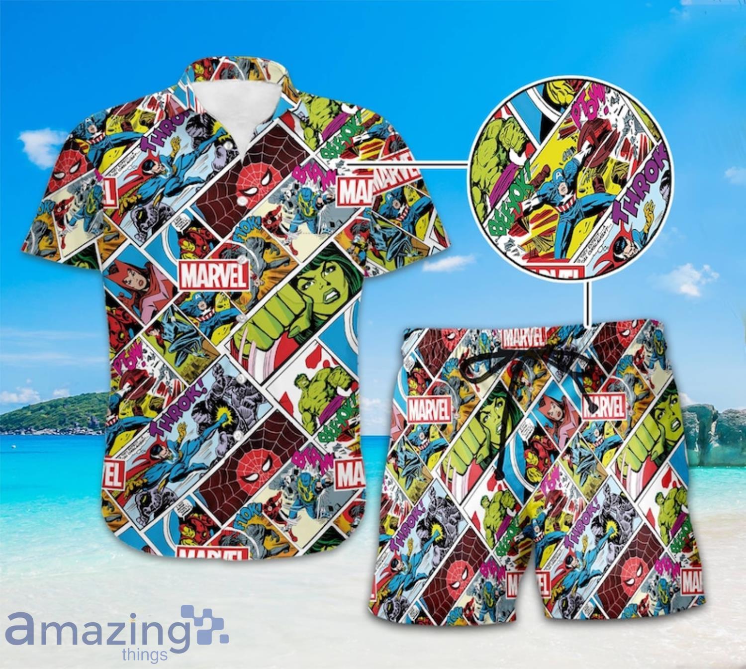 Avengers Comic Book Combo Hawaiian Shirt And Shorts Product Photo 1