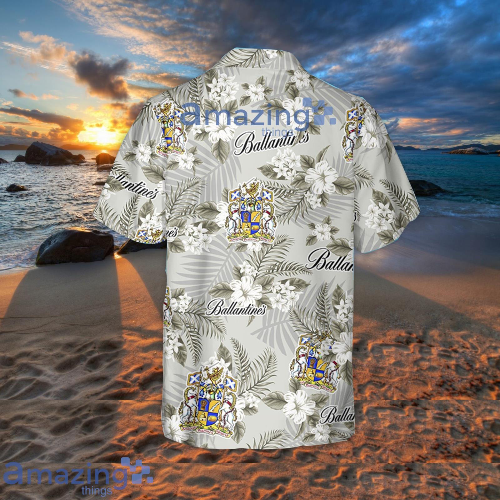 Ballantines Hawaiian Coconut Island Pattern Hawaiian Beer Lover