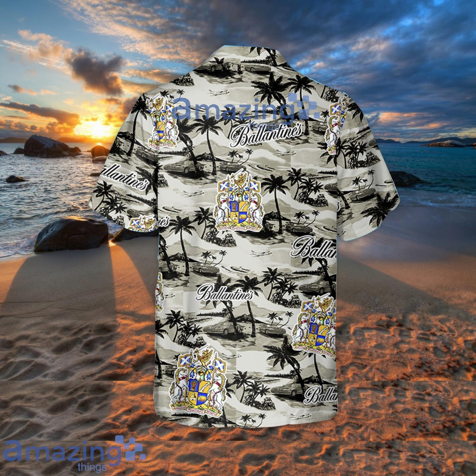 Ballantines Hawaiian Coconut Island Pattern Hawaiian Beer Lover