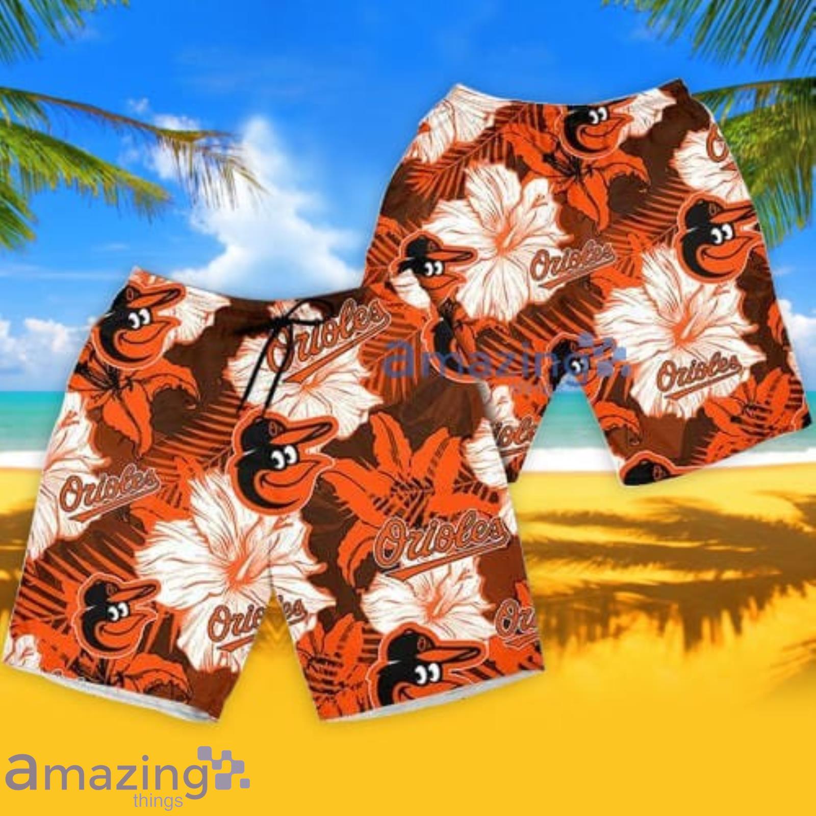 Baltimore Orioles Vintage Sea Island Pattern Hawaiian Shirt And Shorts Gift  For Summer