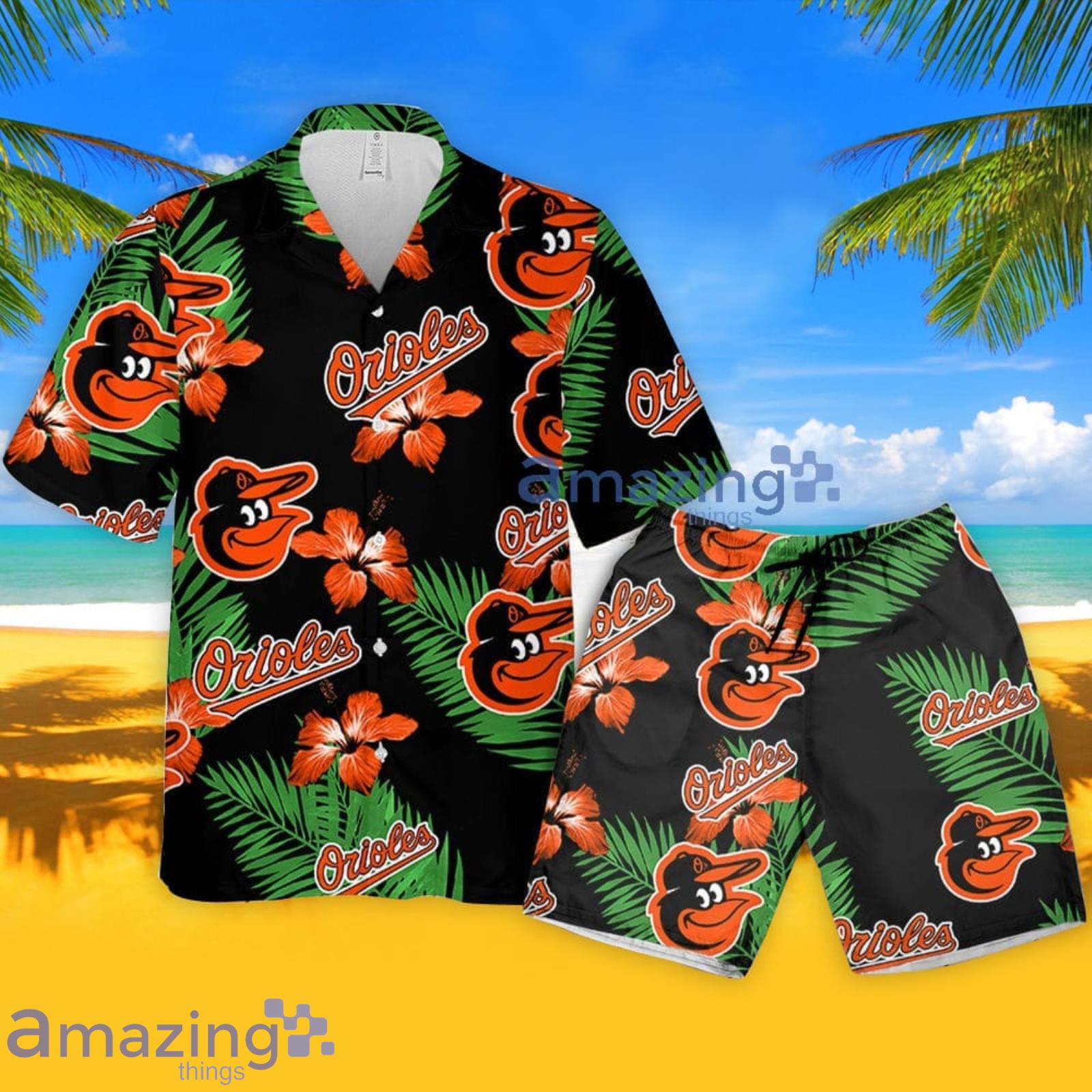 Baltimore Orioles Team Hibiscus Pattern Aloha Hawaiian Shirt