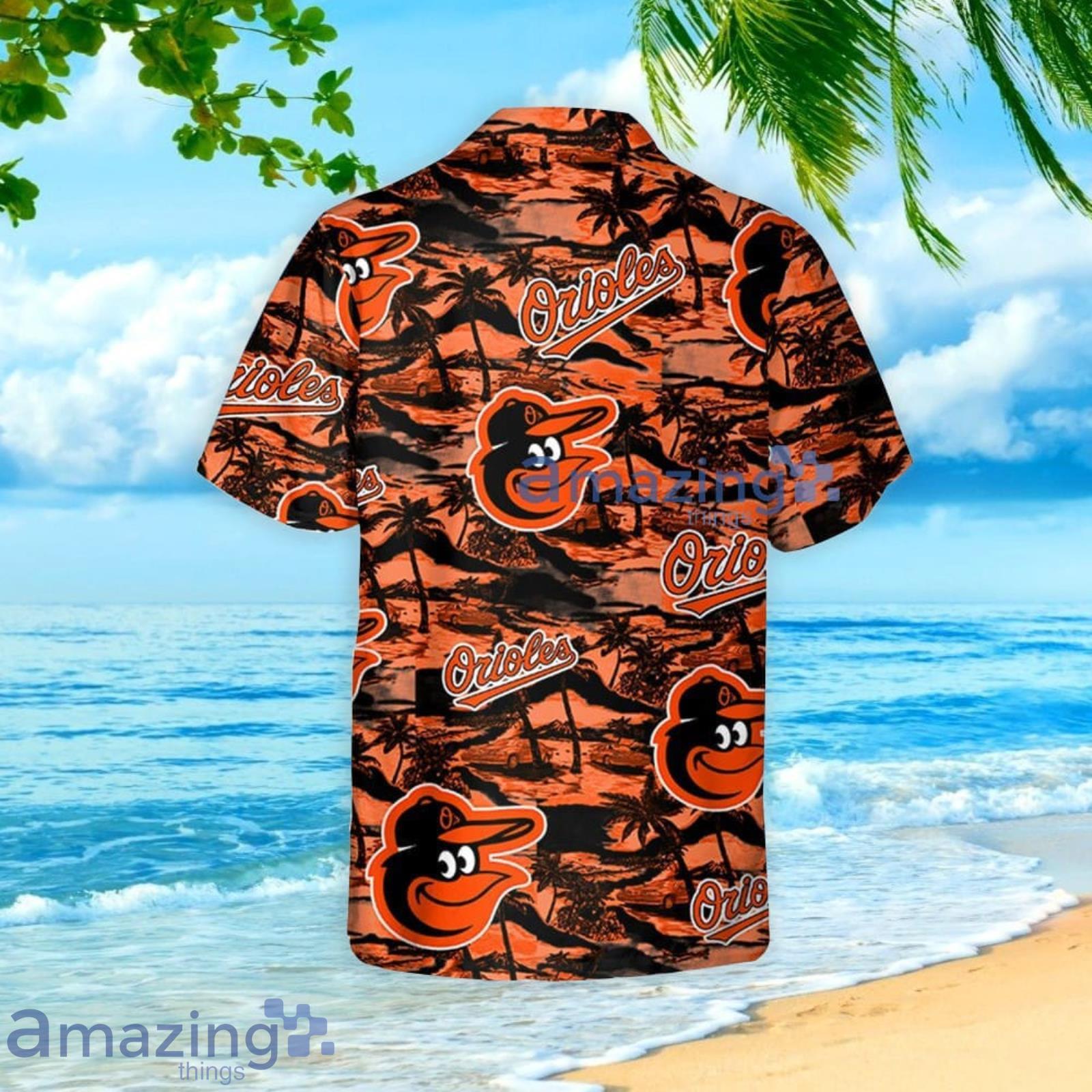 Baltimore Orioles Vintage Sea Island Pattern Hawaiian Shirt And