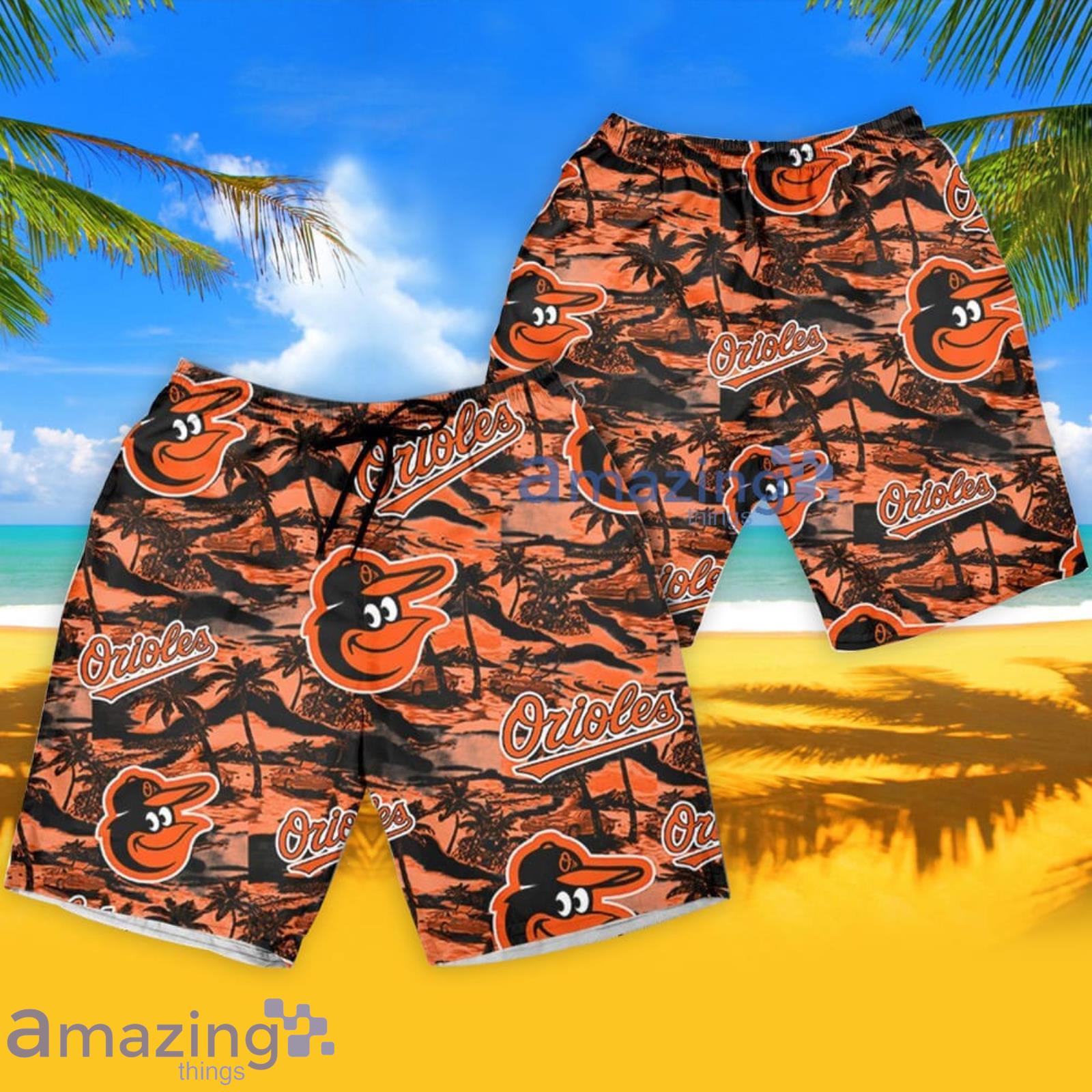 Baltimore Orioles Vintage Sea Island Pattern Hawaiian Shirt And Shorts Gift  For Summer