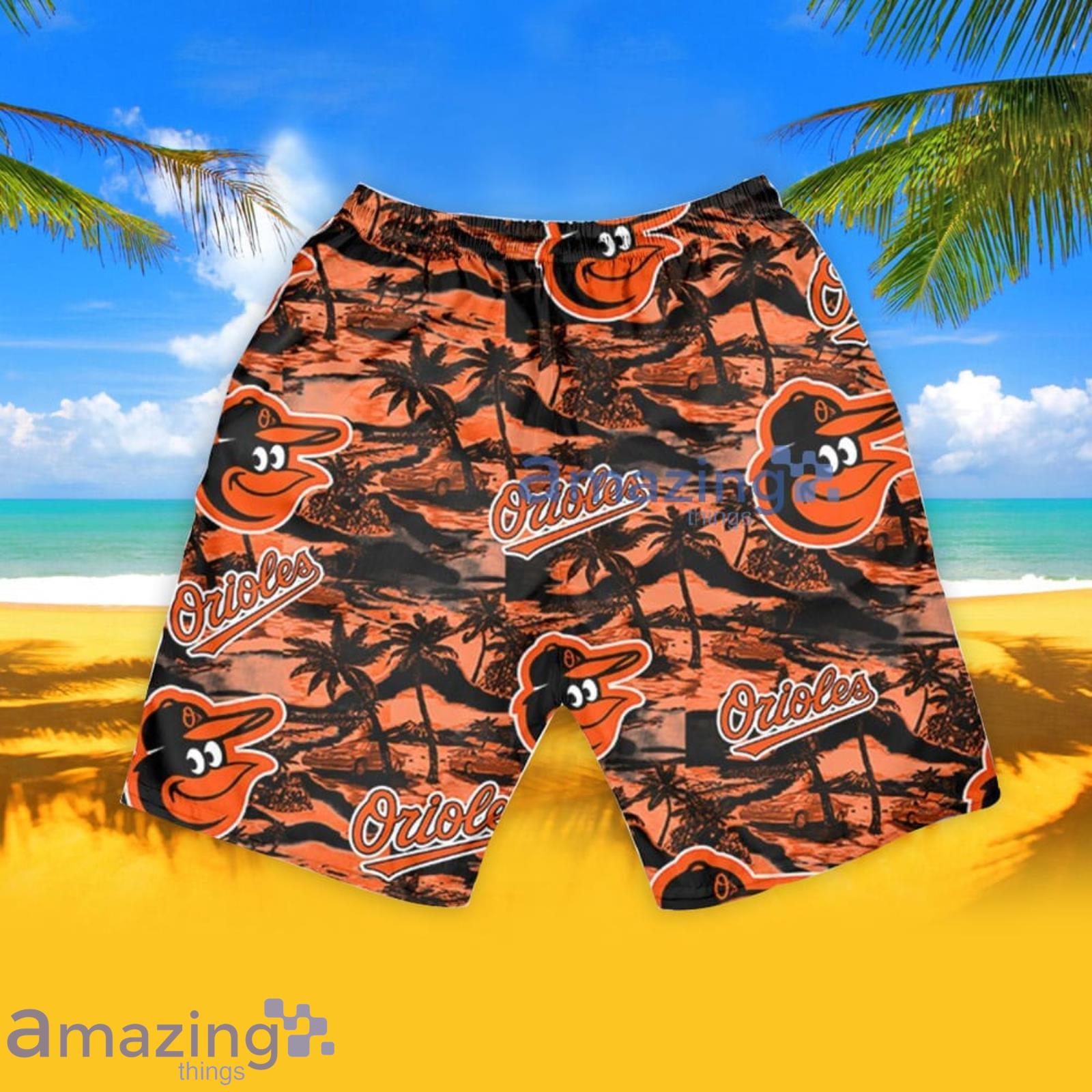 Baltimore Orioles Vintage Sea Island Pattern Hawaiian Shirt And