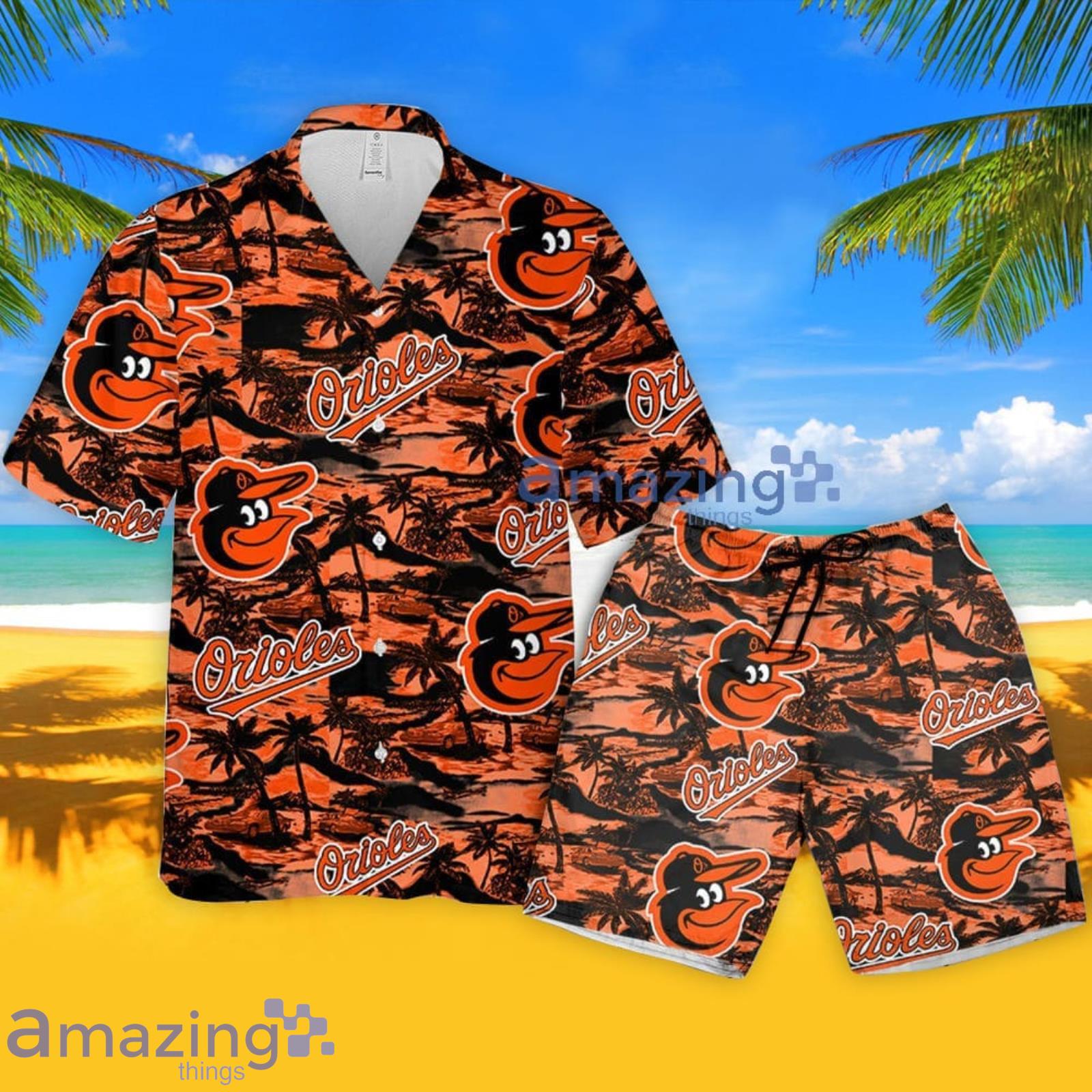 Baltimore Orioles Vintage Sea Island Pattern Hawaiian Shirt And