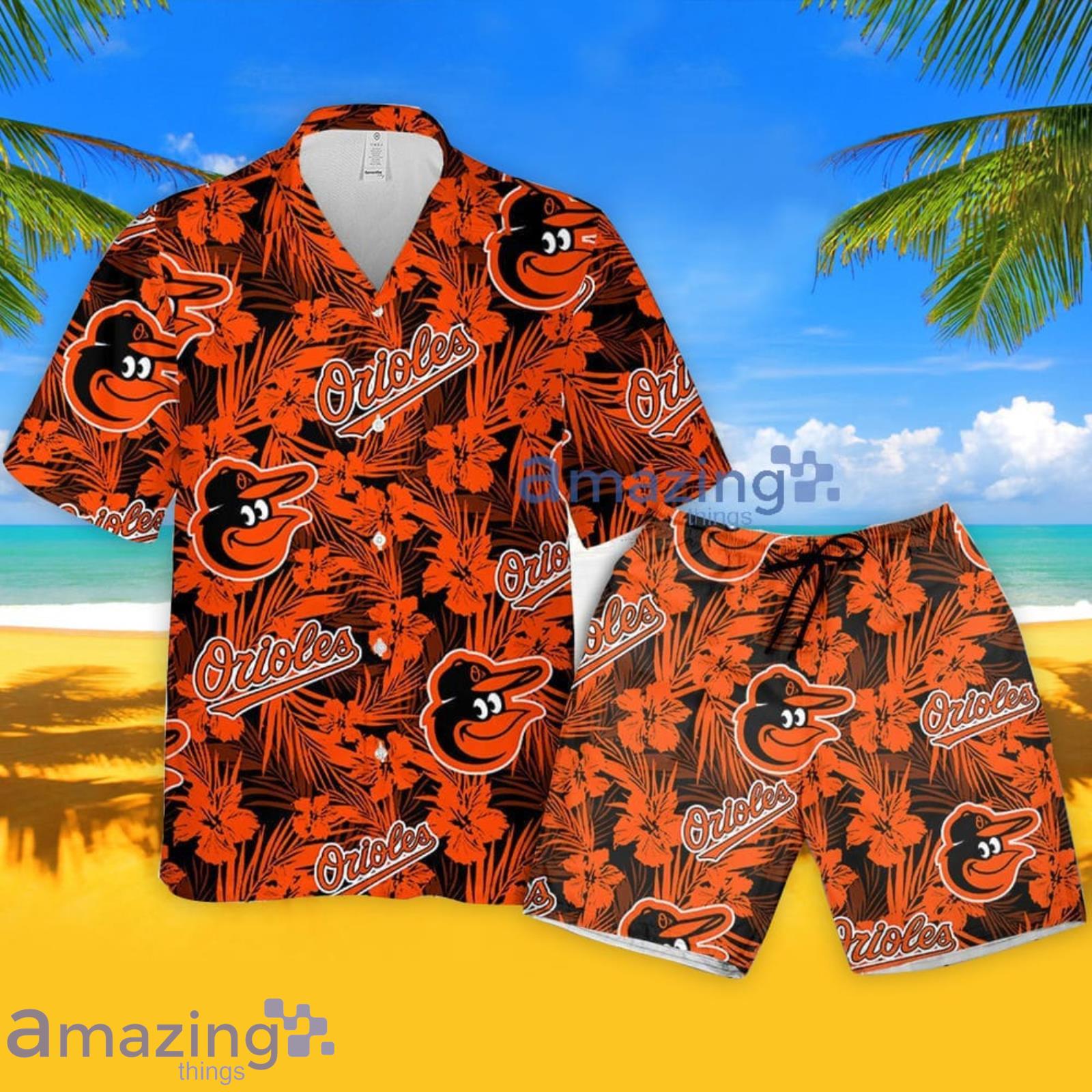 Baltimore Orioles Tropical Flower Aloha Hawaiian Shirt And Shorts