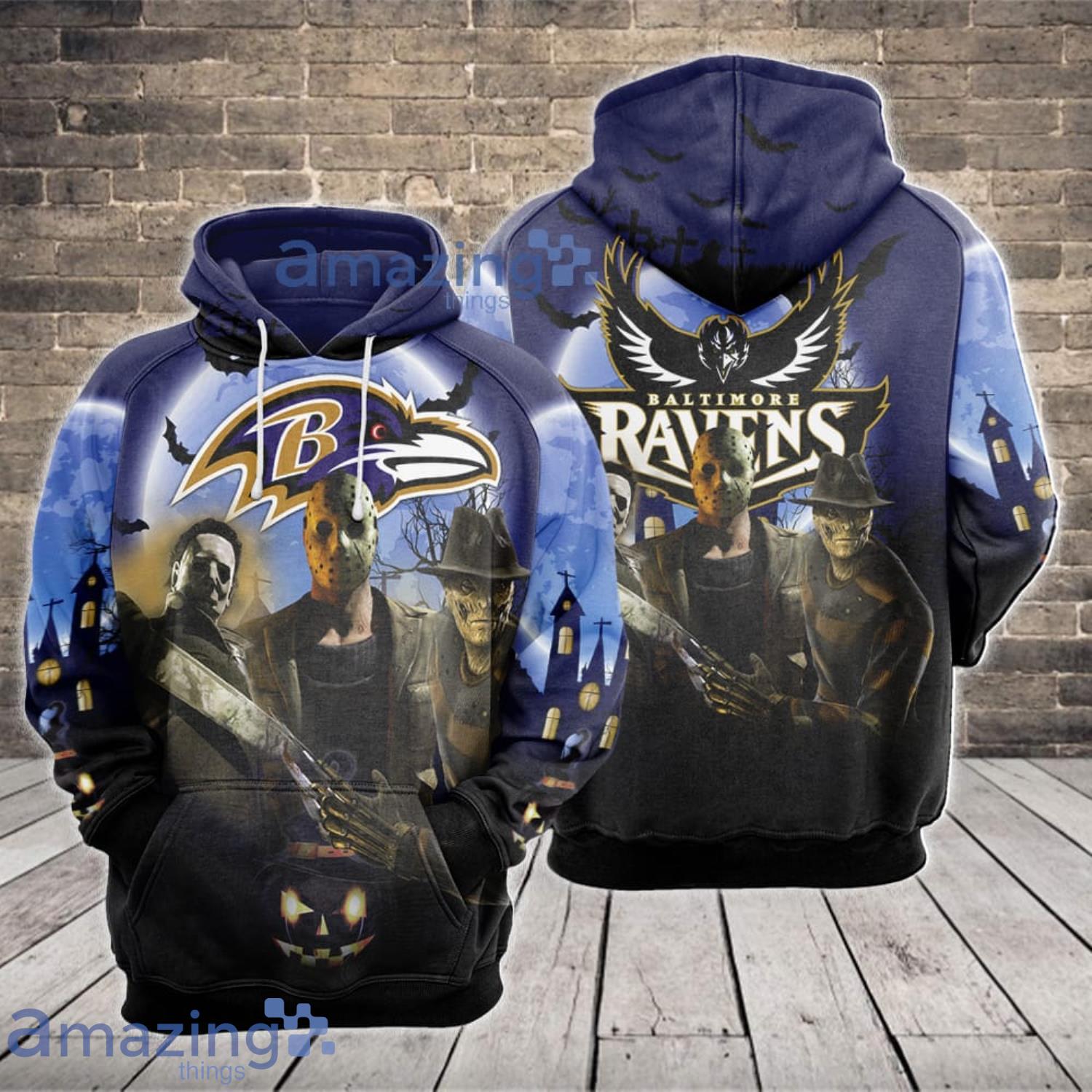 Baltimore Ravens Halloween Horror Men And Women 3D All Over Print Hoodie  For Fans